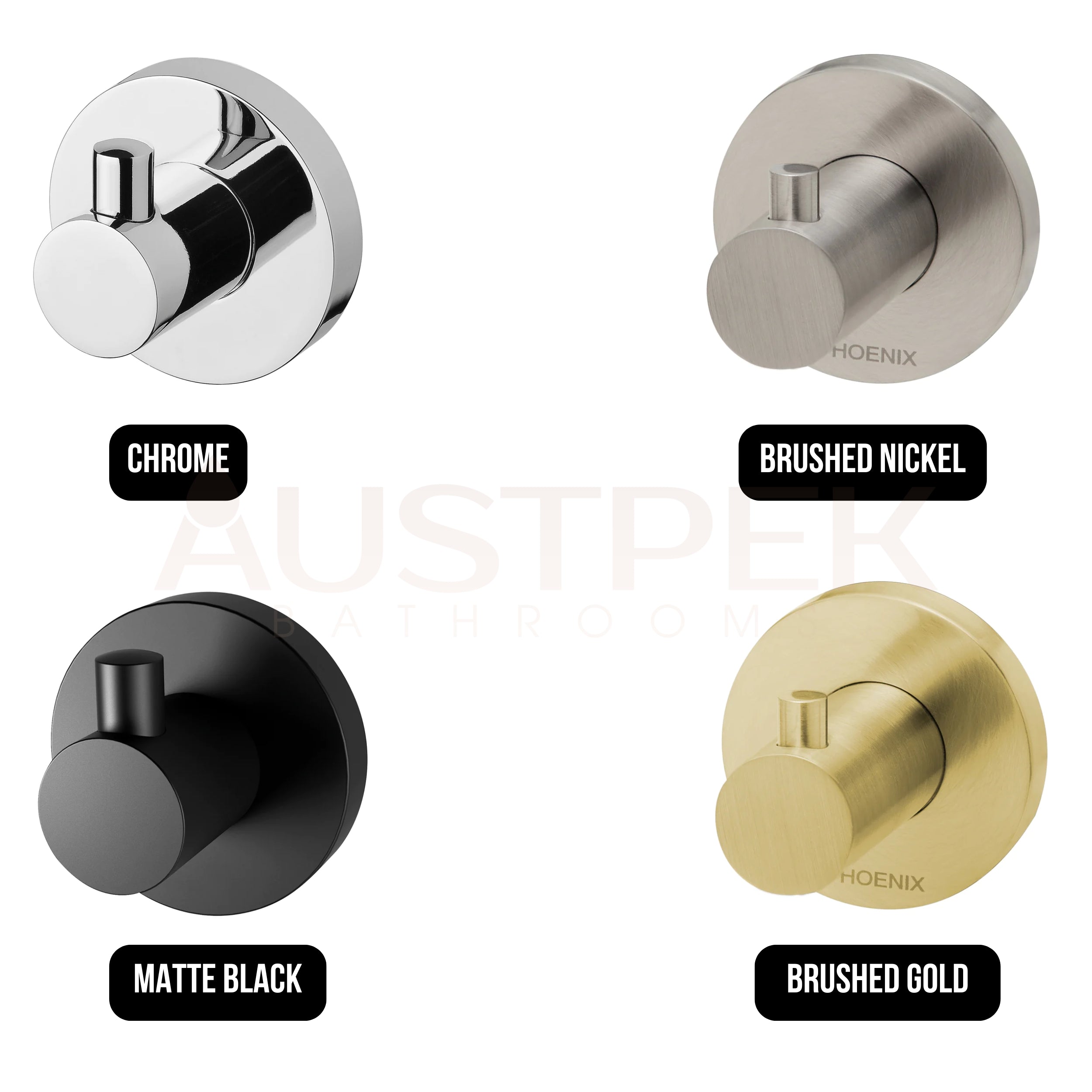 PHOENIX RADII ROBE HOOK ROUND PLATE MATTE BLACK 57MM