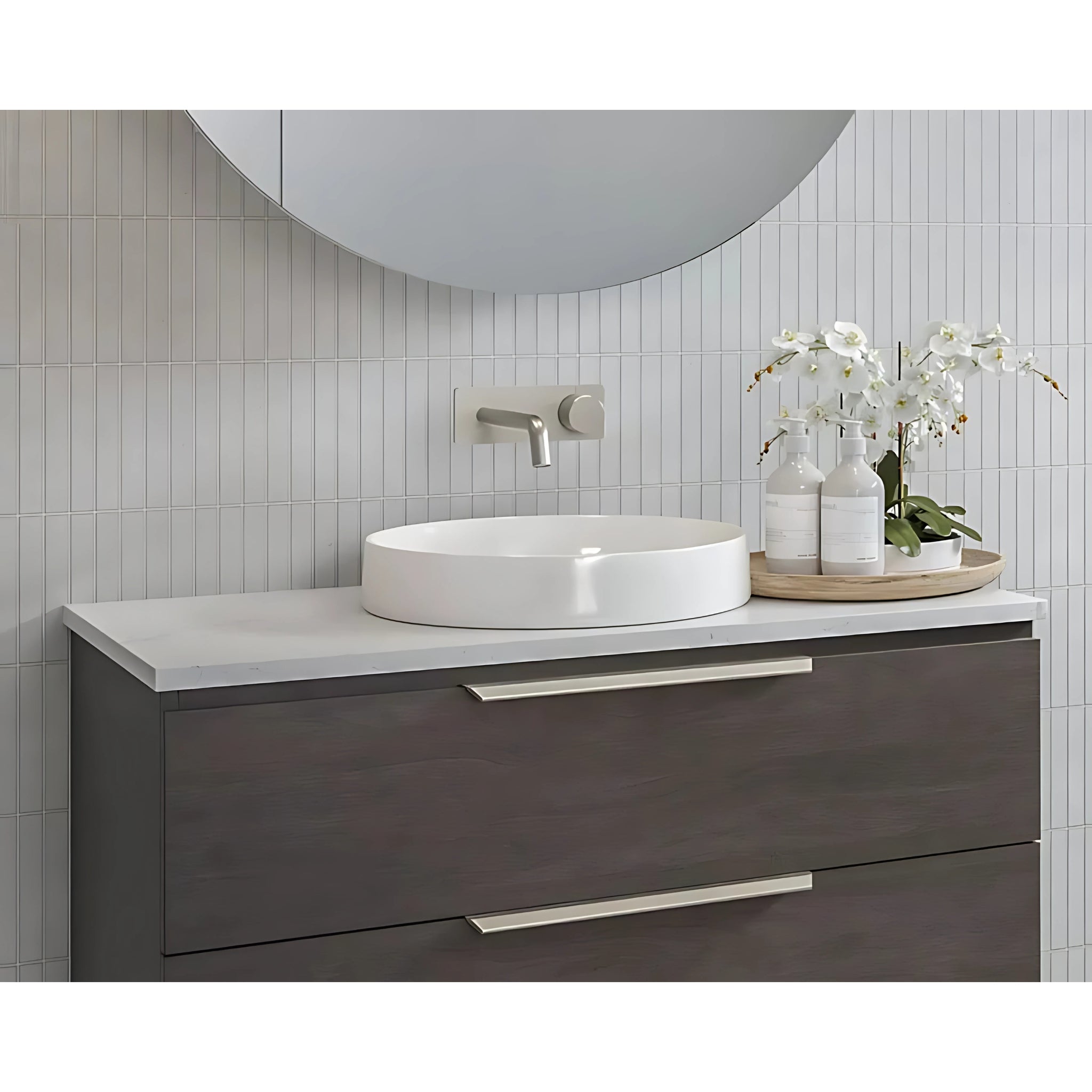TIMBERLINE RADIUS INSET BASIN GLOSS WHITE 400MM