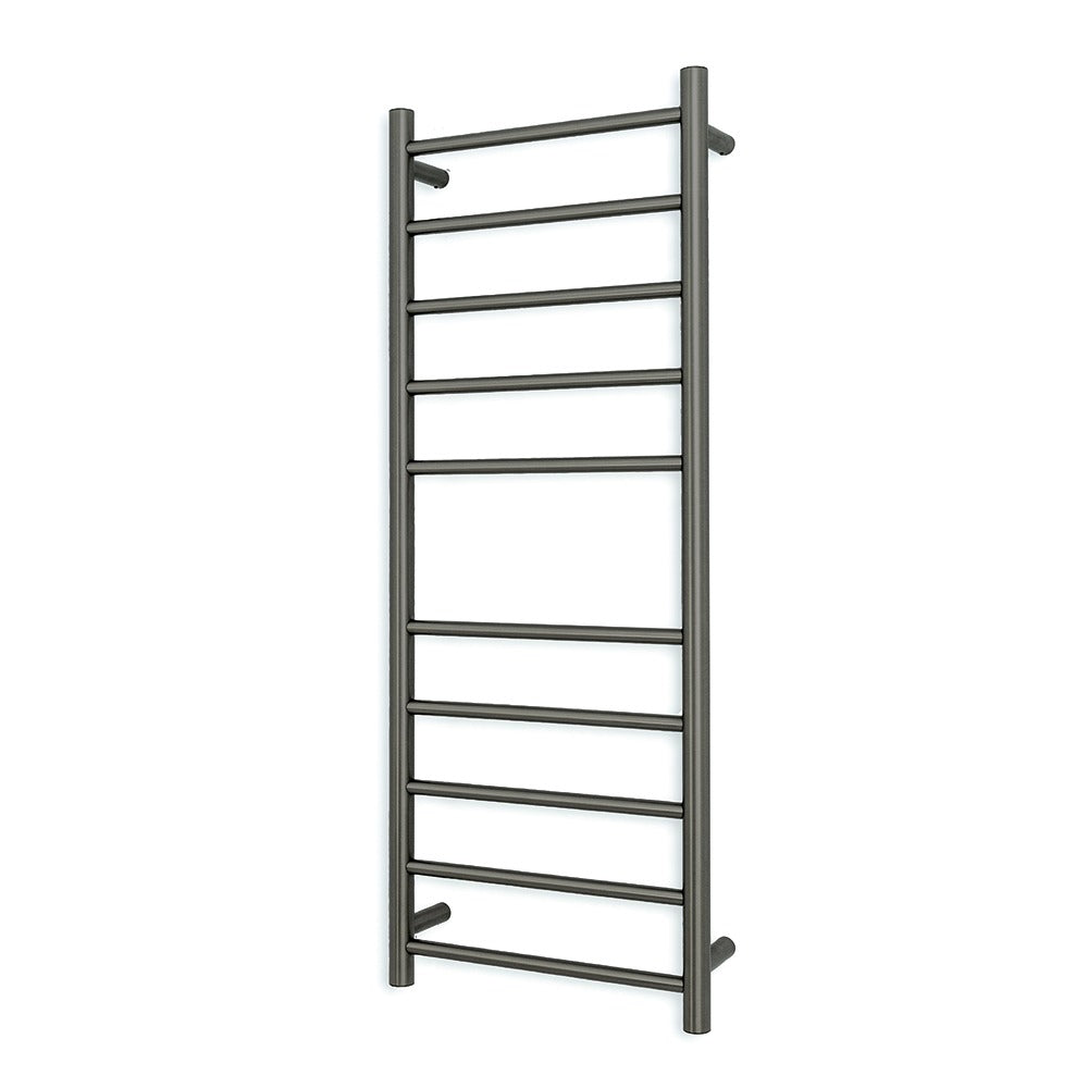 RADIANT HEATING 10-BARS ROUND HEATED TOWEL  RAIL 80WATTS GUN METAL GREY 430MM