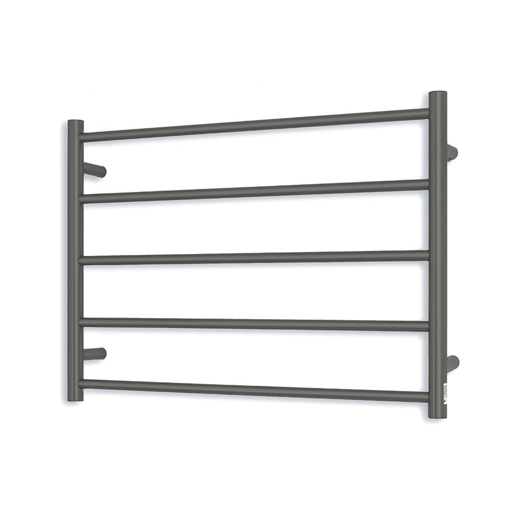 RADIANT HEATING 5-BARS ROUND HEATED TOWEL RAIL GUN METAL GREY 750MM