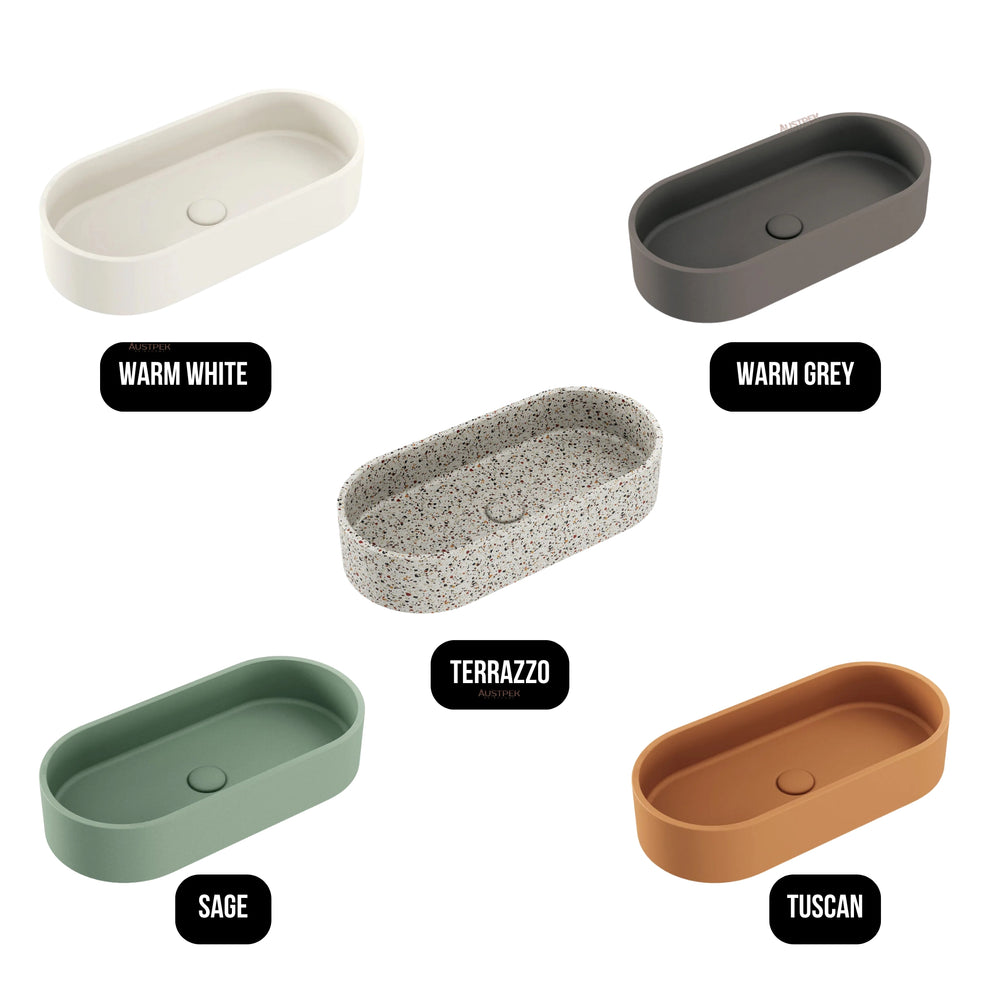 FIENZA JADA CONCRETE PILL ABOVE COUNTER BASIN WARM GREY 600MM