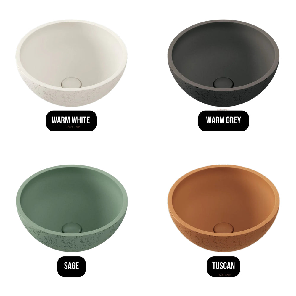 FIENZA ALBA CONCRETE ABOVE COUNTER BASIN WARM WHITE 362MM