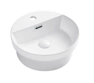 FIENZA REBA SEMI-INSET BASIN WITH TAPHOLE GLOSS WHITE 390MM