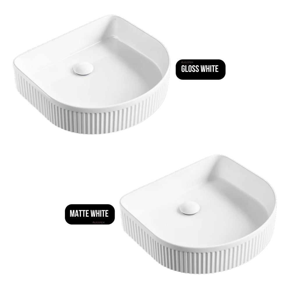 FIENZA ELEANOR FLUTED ABOVE COUNTER BASIN GLOSS WHITE 415MM