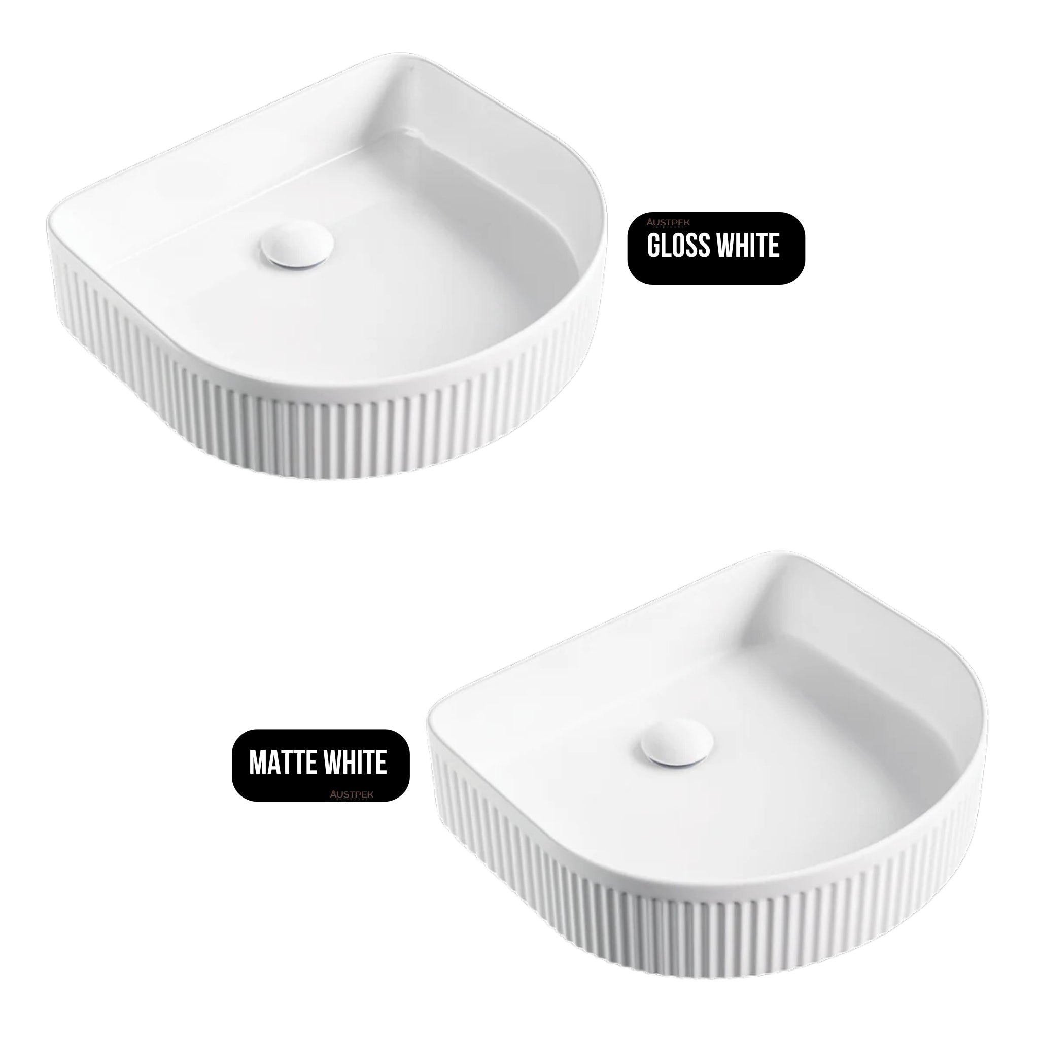 FIENZA ELEANOR FLUTED ABOVE COUNTER BASIN MATTE WHITE 415MM