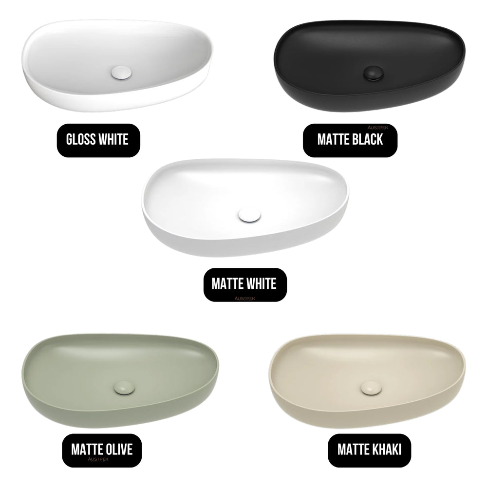 FIENZA PEBBLE ABOVE COUNTER BASIN GLOSS WHITE 650MM