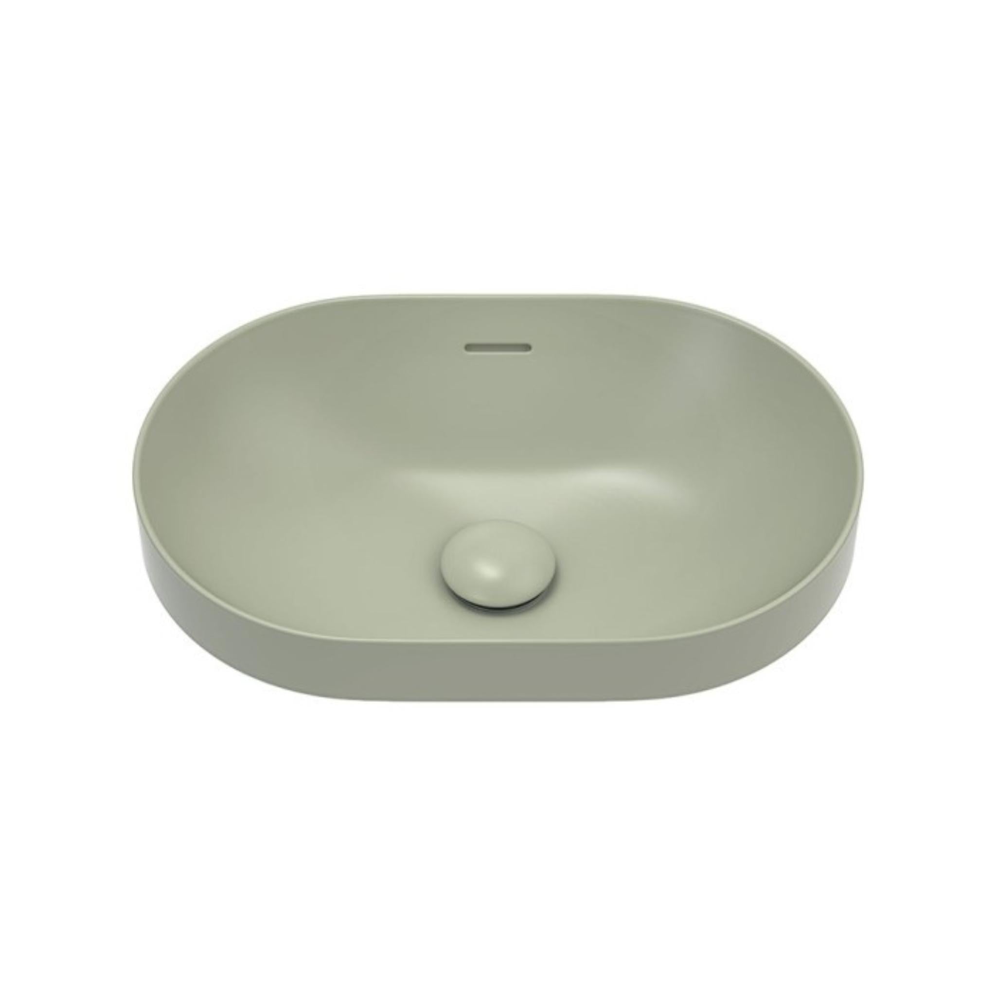 FIENZA ALUCA PILL SEMI-INSET CERAMIC BASIN OLIVE 530MM