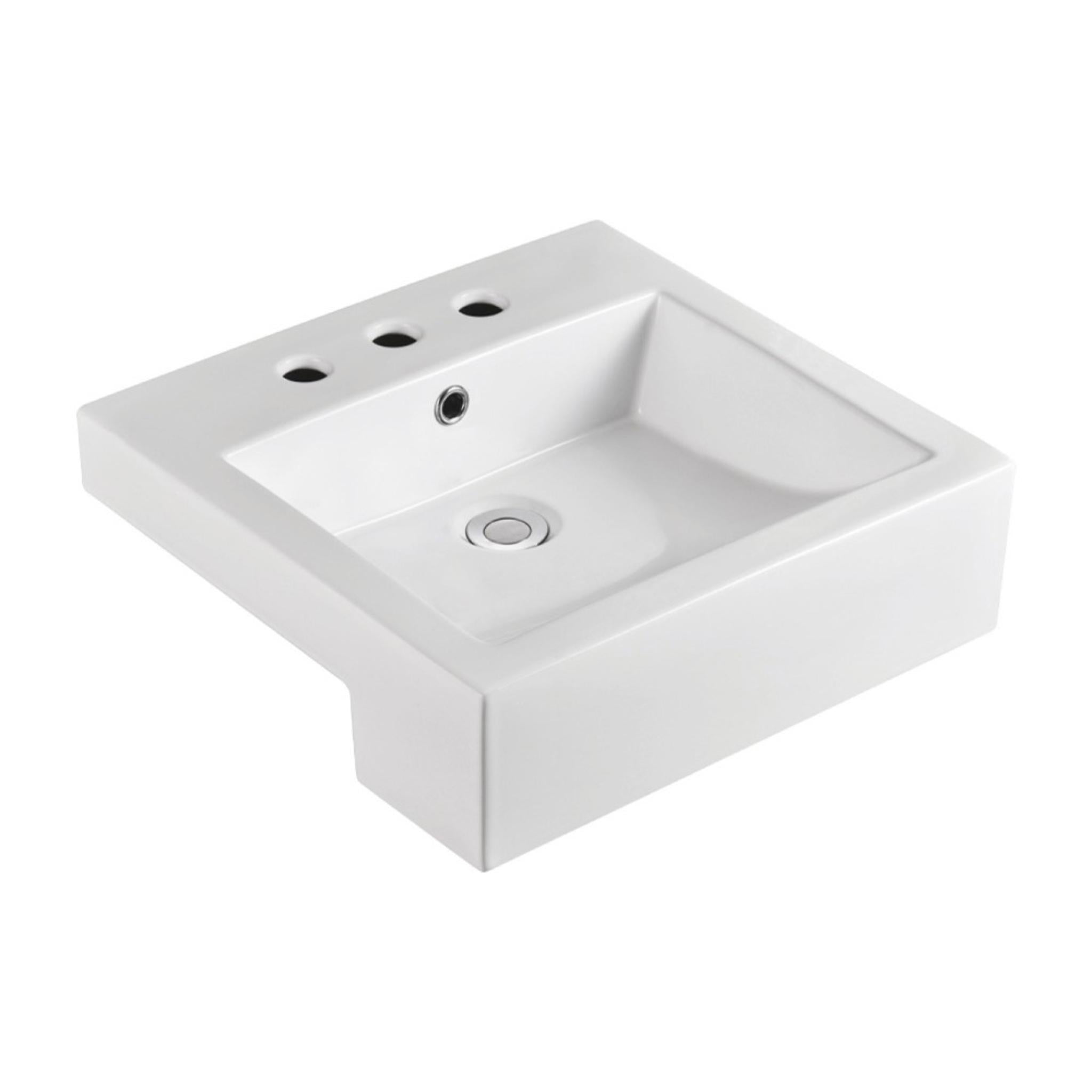 FIENZA JACINTA SEMI-RECESSED BASIN THREE TAP HOLES GLOSS WHITE 480MM
