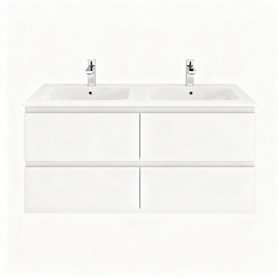 CETO REVIVE MATTE WHITE 1200MM DOUBLE BOWL WALL HUNG VANITY