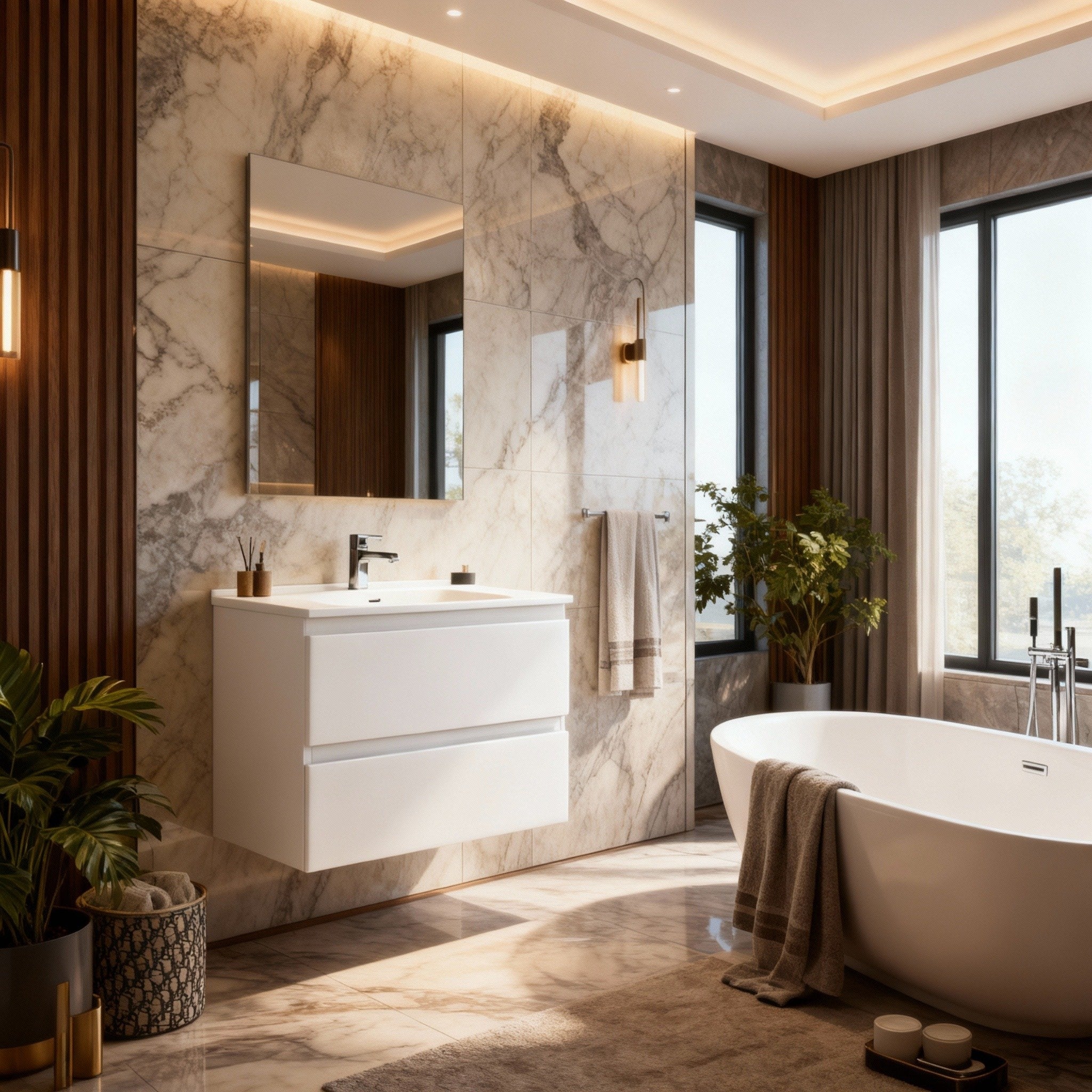 CETO REVIVE MATTE WHITE 600MM SPACE SAVING SINGLE BOWL WALL HUNG VANITY