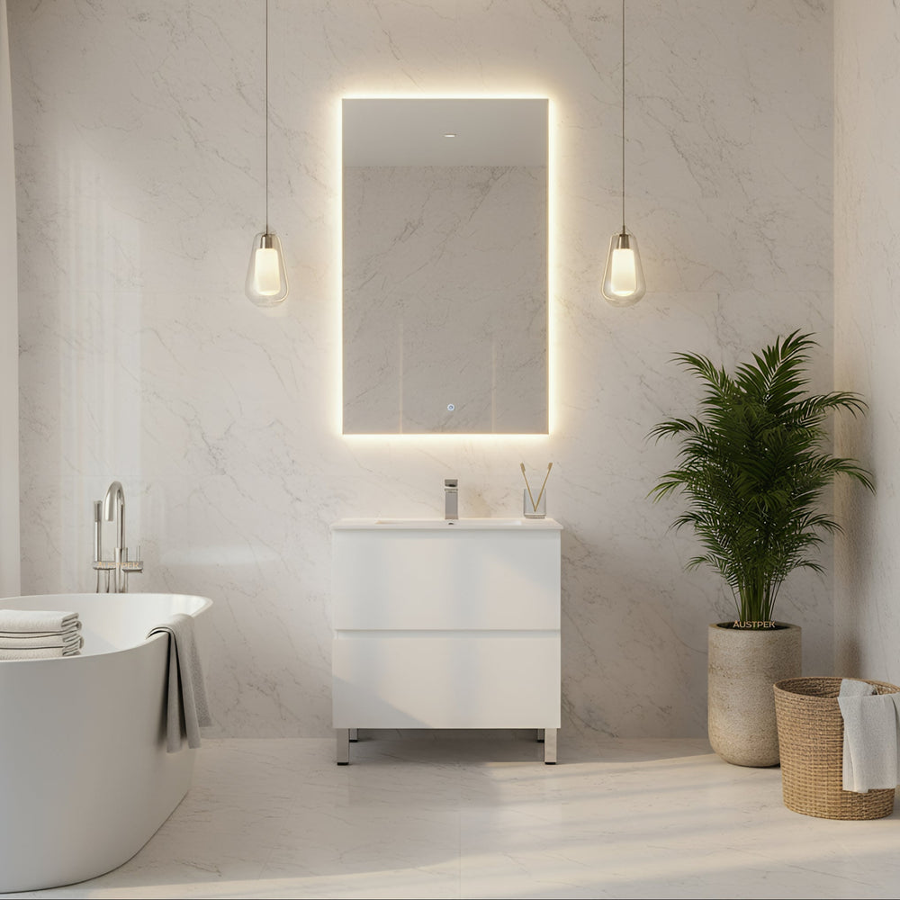 CETO REVIVE MATTE WHITE 600MM SINGLE BOWL FLOOR STANDING VANITY