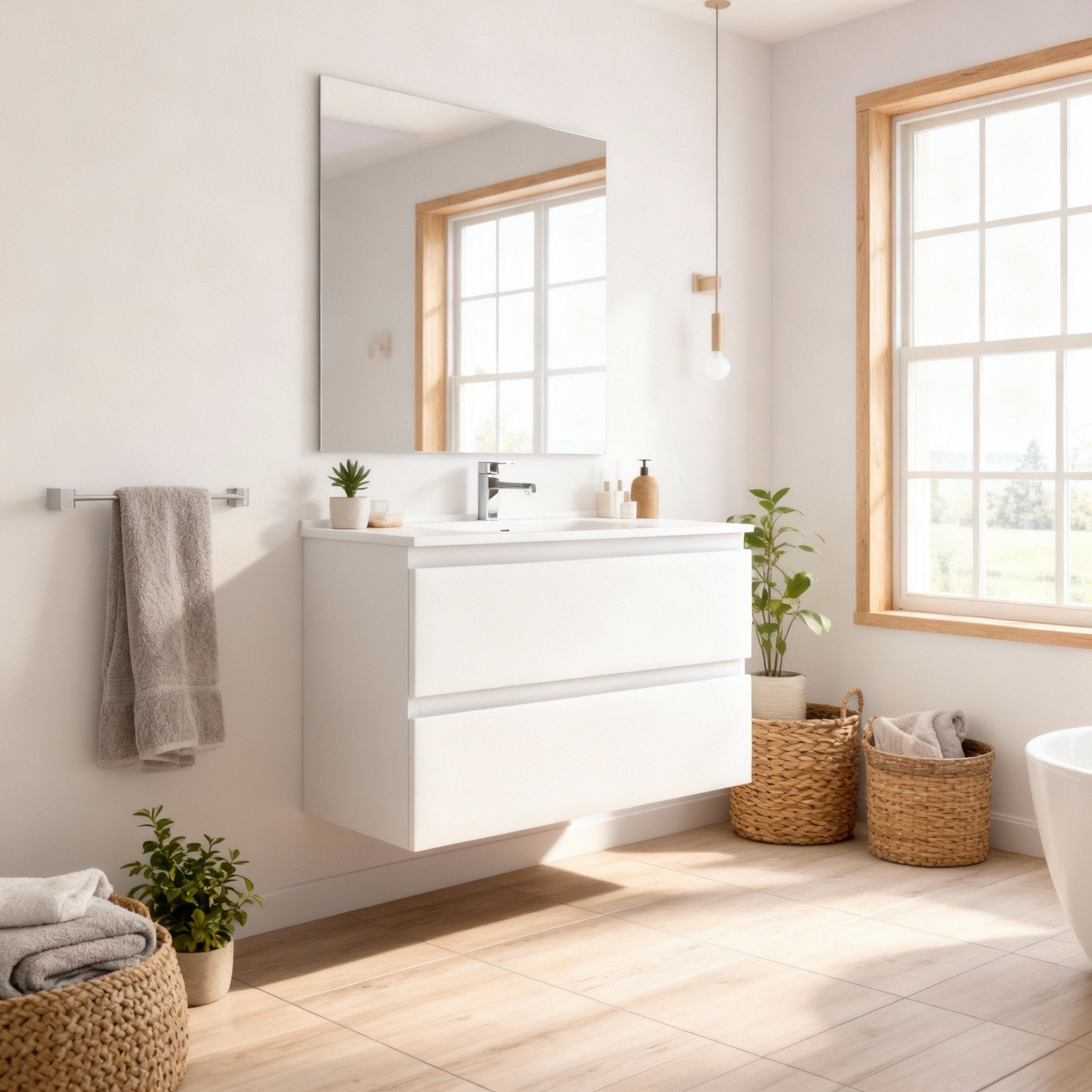 CETO REVIVE MATTE WHITE 750MM SPACE SAVING SINGLE BOWL WALL HUNG VANITY