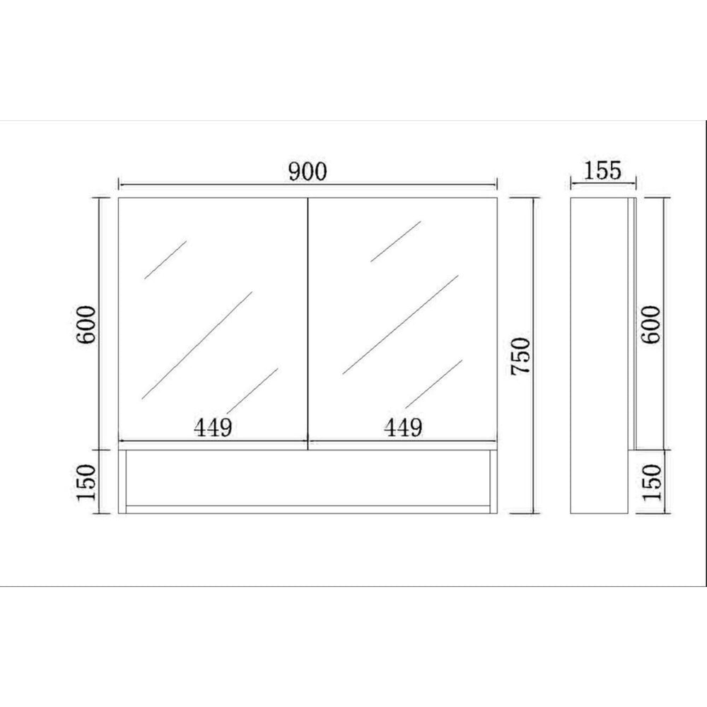 CETO REVIVE MATTE WHITE MIRROR SHAVING CABINET 900X750MM