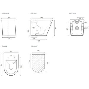 DECINA RENEE RIMLESS WALL FACED TOILET PAN GLOSS WHITE