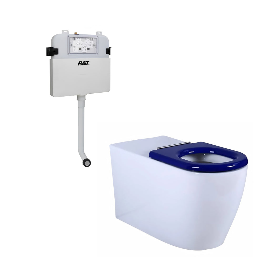 VITO EVIDA DISABLE WALL FACED TOILET SUITE WITH R&T IN WALL CISTERN PACKAGE GLOSS WHITE