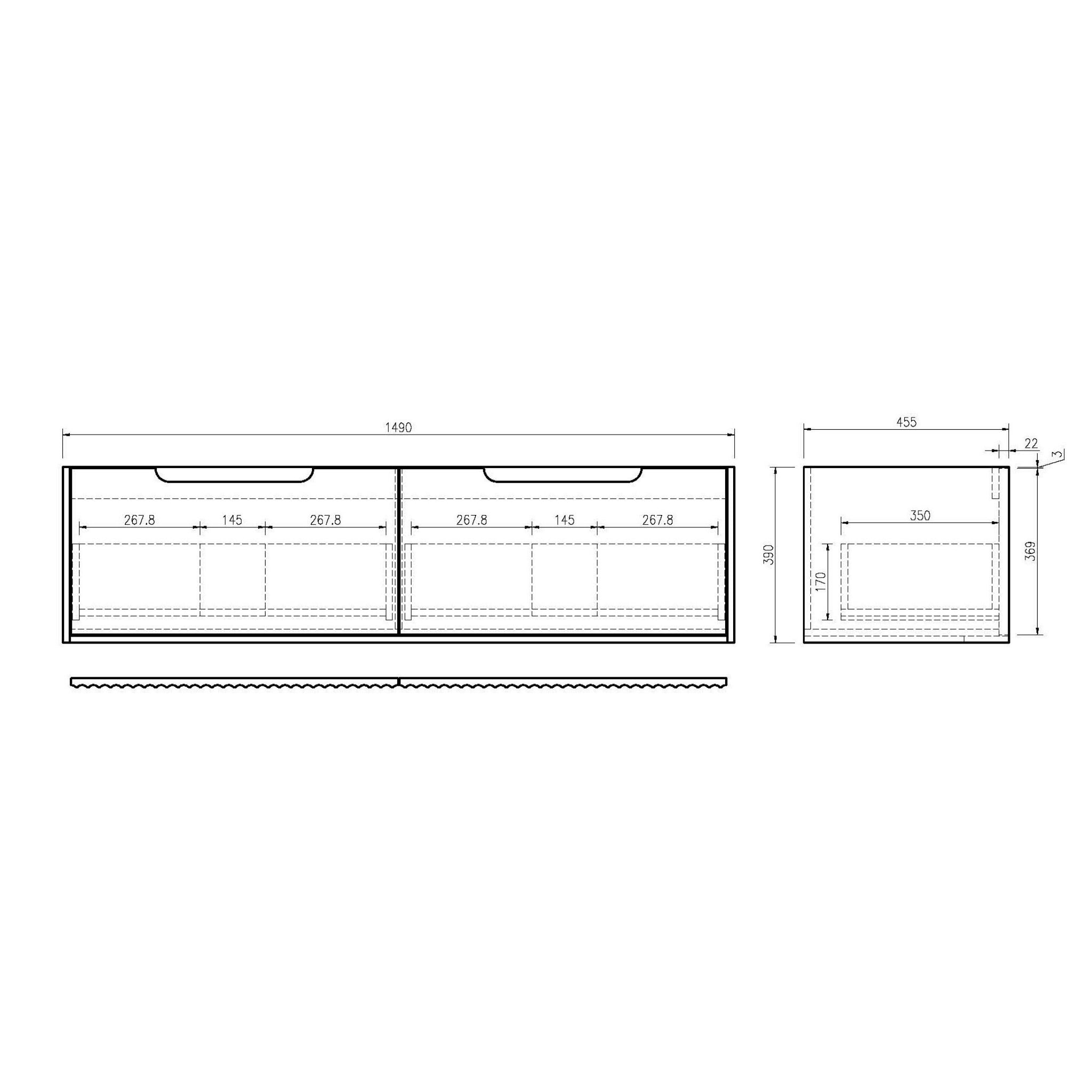 MERCIO RHEA FLUTED NATURAL OAK 1500MM DOUBLE BOWL WALL HUNG VANITY