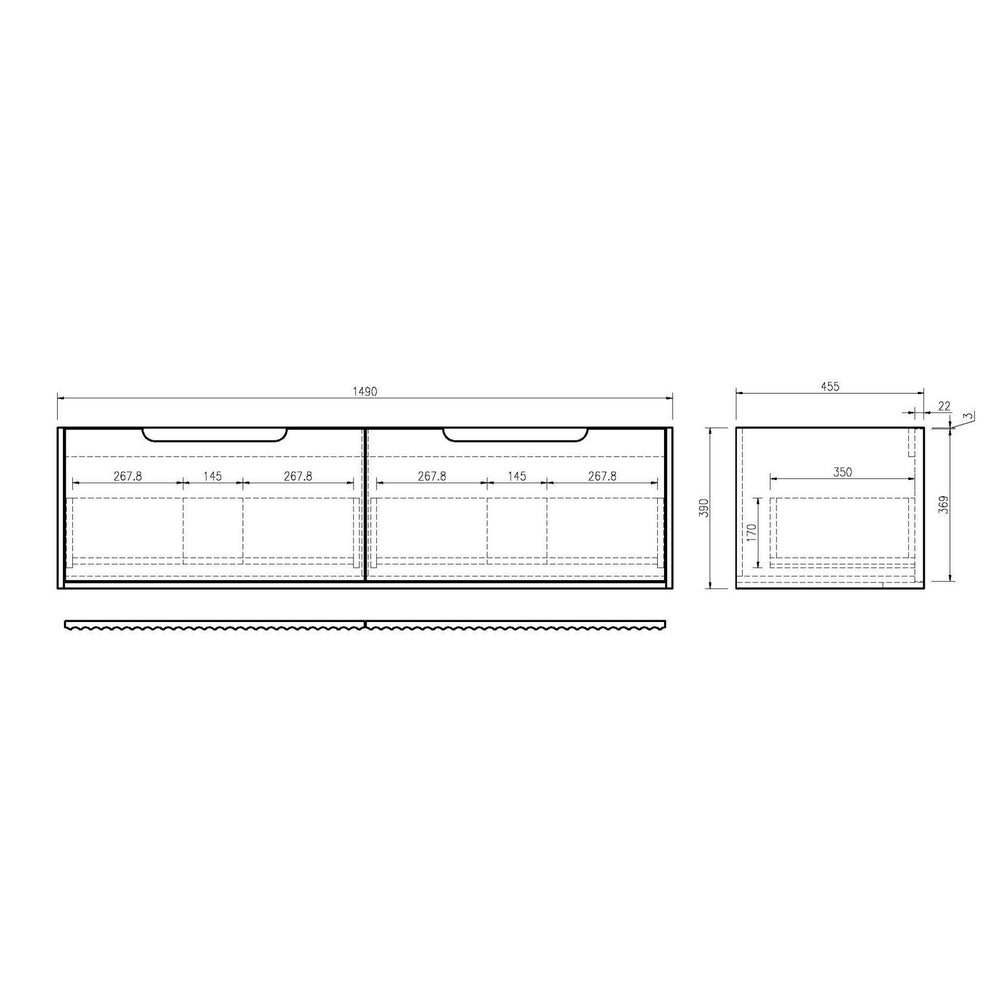 MERCIO RHEA FLUTED NATURAL OAK 1500MM DOUBLE BOWL WALL HUNG VANITY