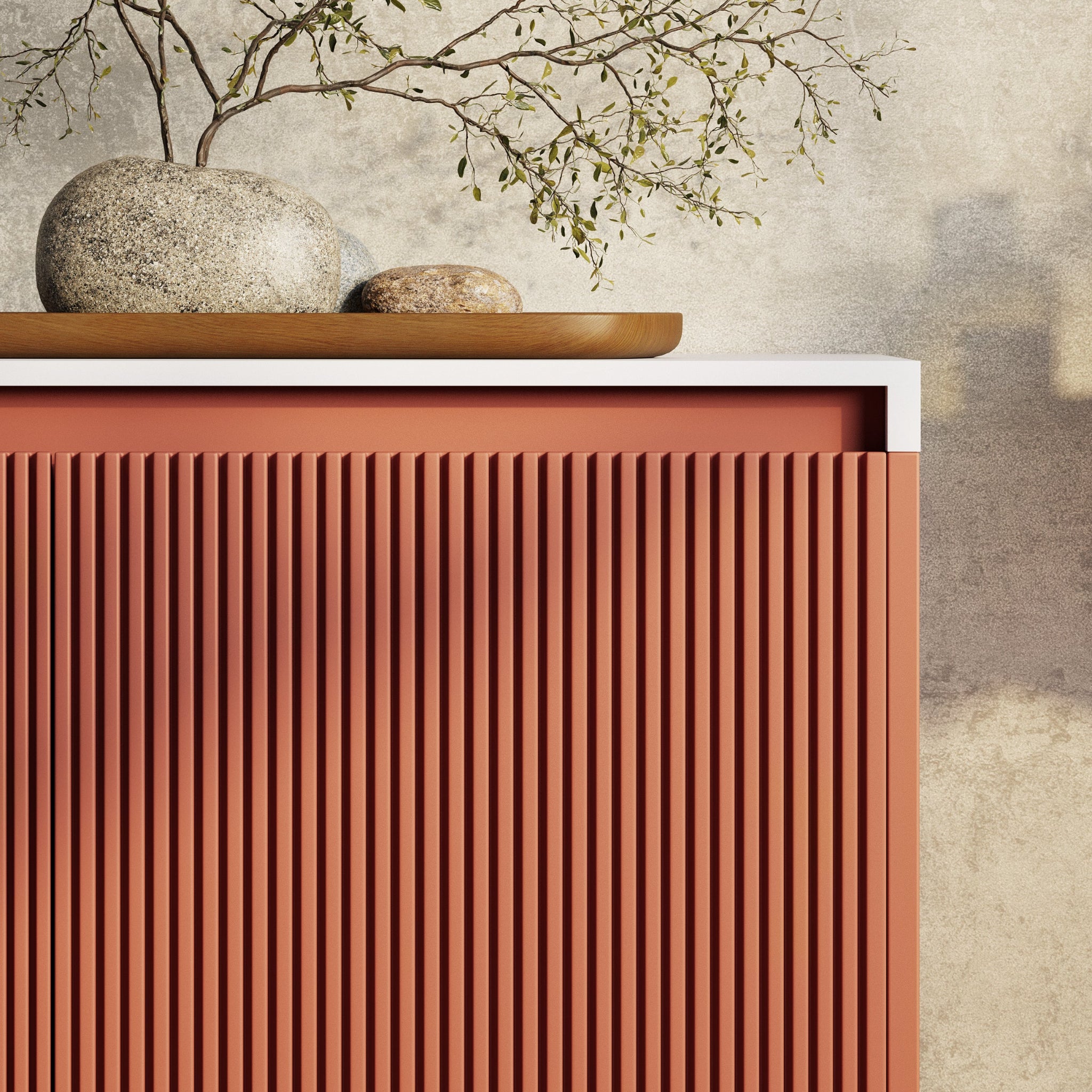 BELBAGNO RIMINI POTTER'S CLAY 1200MM SINGLE BOWL WALL HUNG VANITY AND BASIN