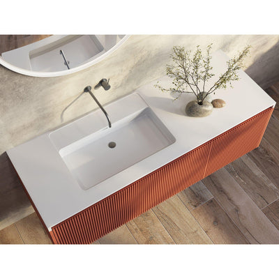 BELBAGNO RIMINI POTTER'S CLAY 1400MM SINGLE BOWL WALL HUNG VANITY AND BASIN
