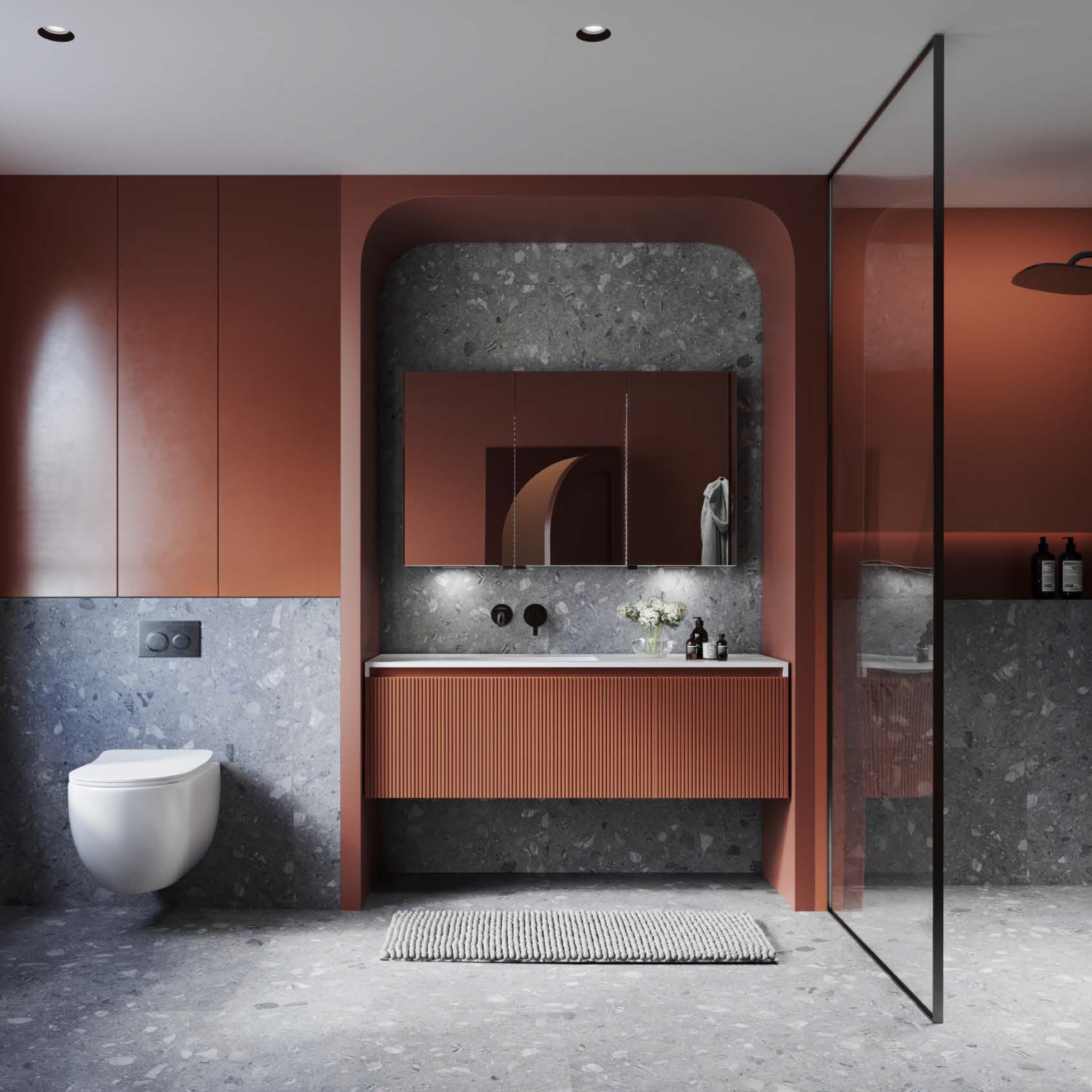 BELBAGNO RIMINI POTTER'S CLAY 1400MM SINGLE BOWL WALL HUNG VANITY AND BASIN