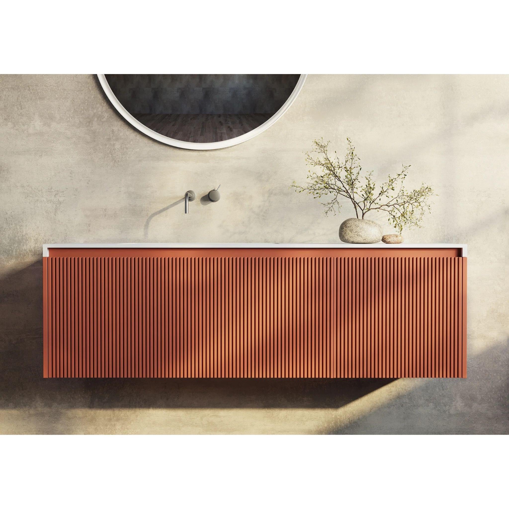 BELBAGNO RIMINI POTTER'S CLAY 1400MM SINGLE BOWL WALL HUNG VANITY AND BASIN