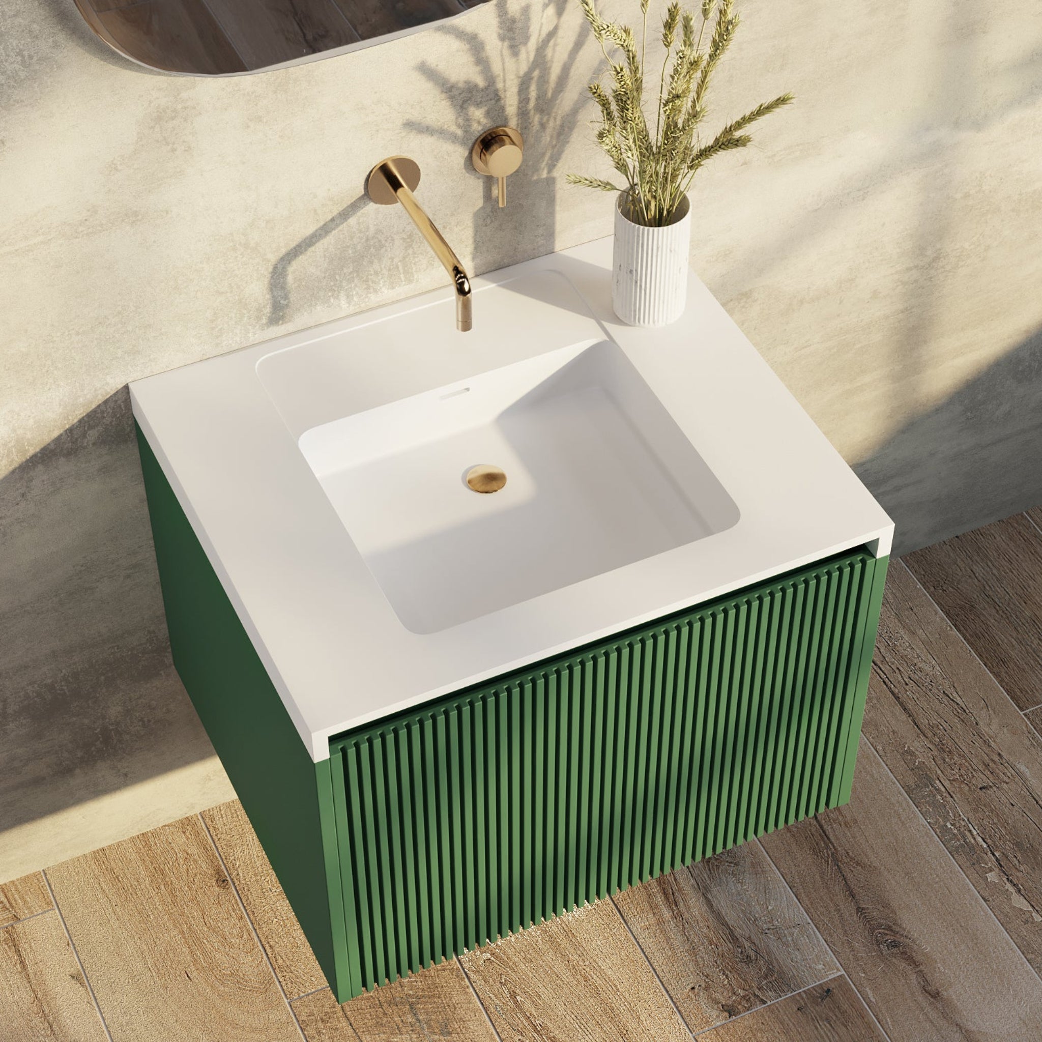 BELBAGNO RIMINI RAIN FOREST 600MM SINGLE BOWL WALL HUNG VANITY AND BASIN