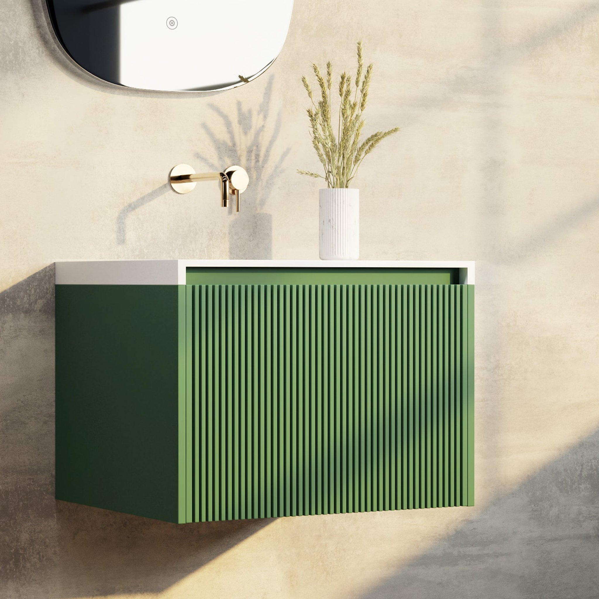 BELBAGNO RIMINI RAIN FOREST 600MM SINGLE BOWL WALL HUNG VANITY AND BASIN