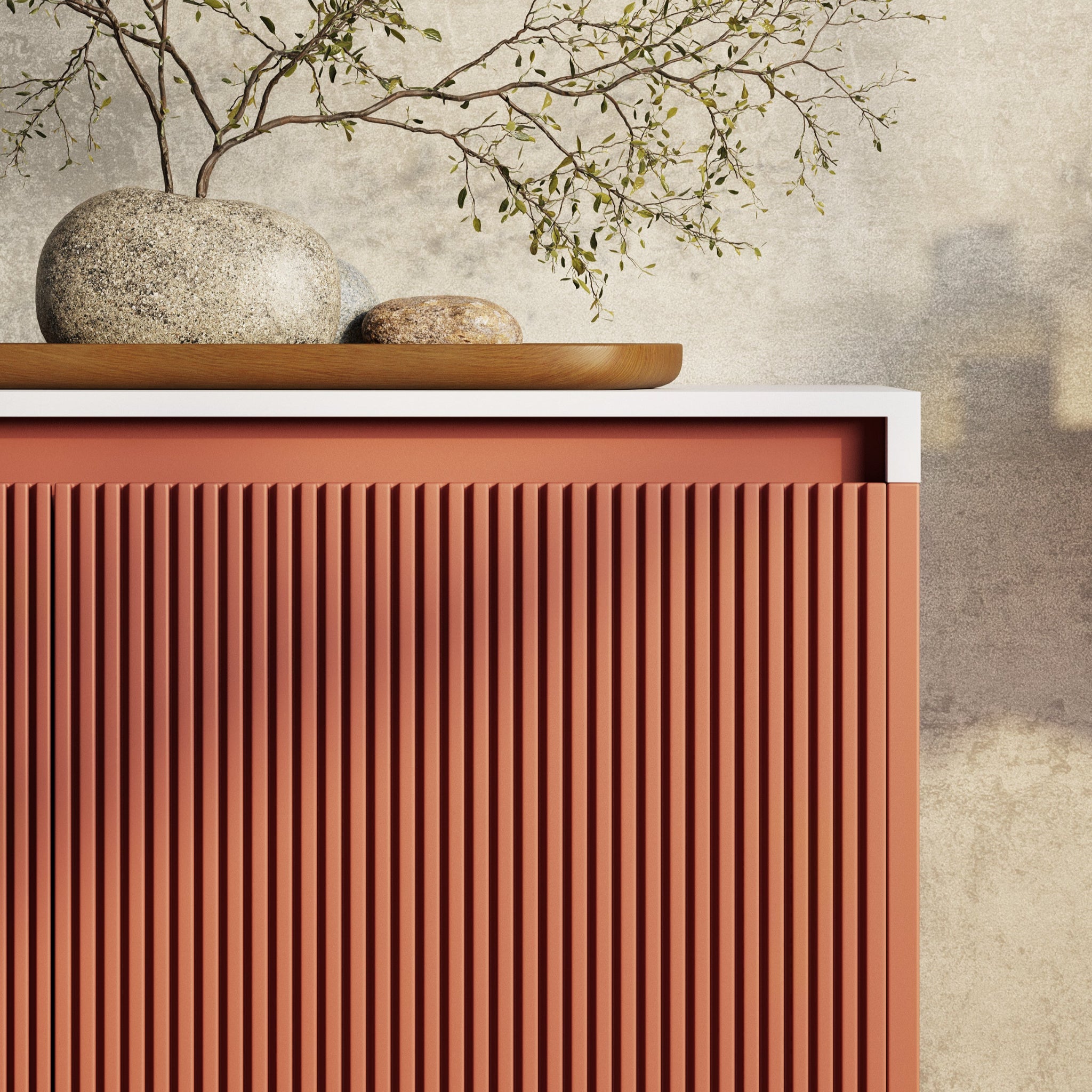 BELBAGNO RIMINI POTTER'S CLAY 800MM SINGLE BOWL WALL HUNG VANITY AND BASIN