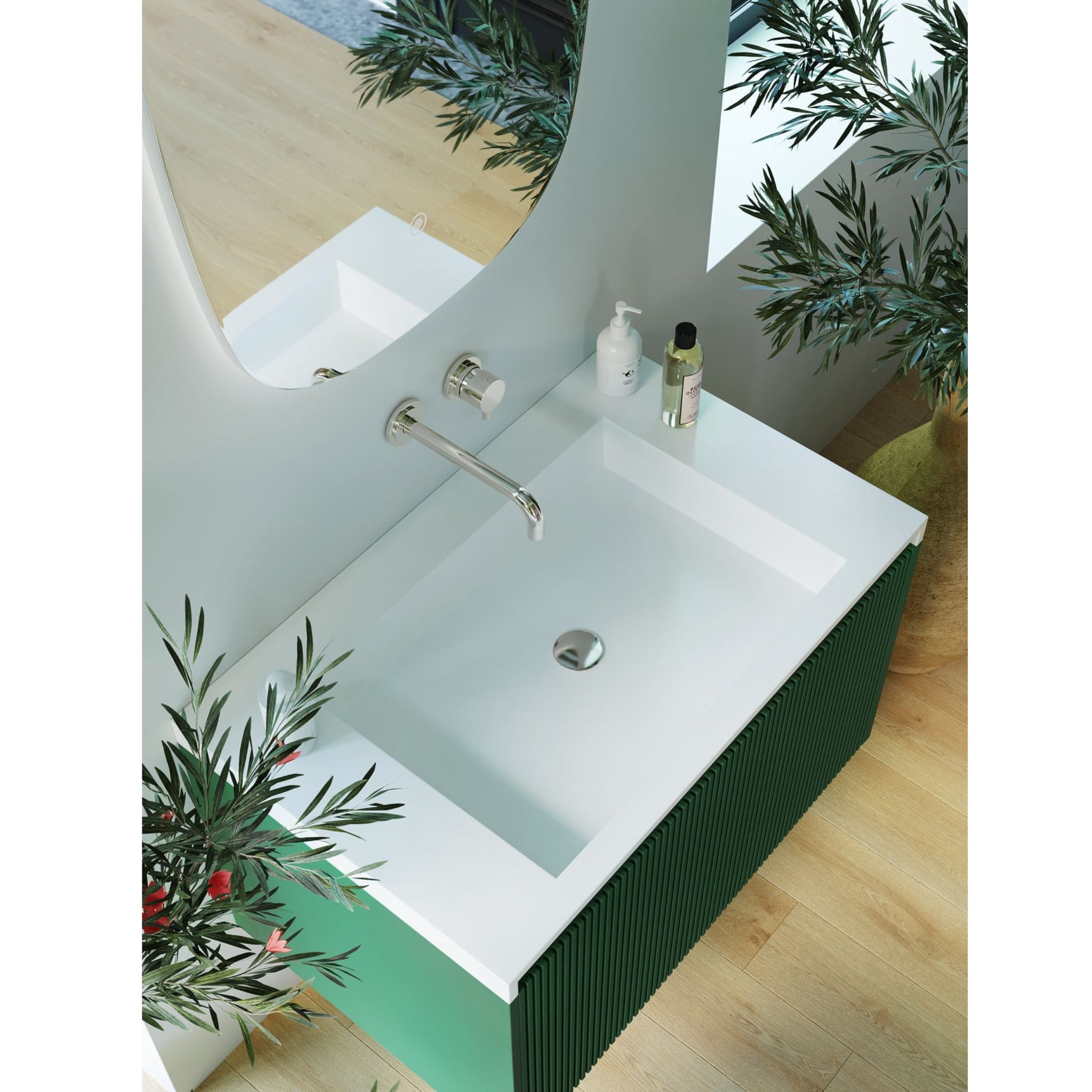 BELBAGNO RIMINI RAIN FOREST 800MM SINGLE BOWL WALL HUNG VANITY AND BASIN
