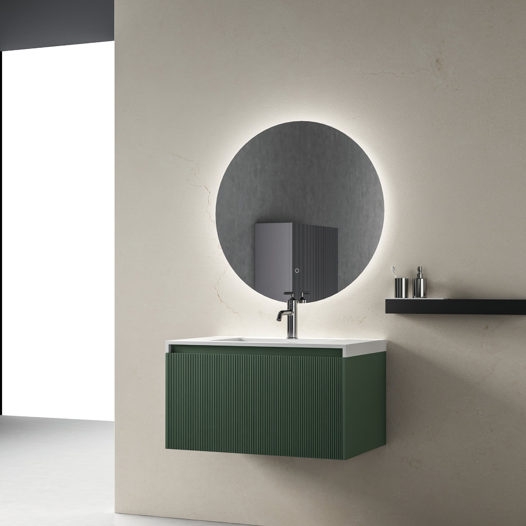 BELBAGNO RIMINI RAIN FOREST 800MM SINGLE BOWL WALL HUNG VANITY AND BASIN