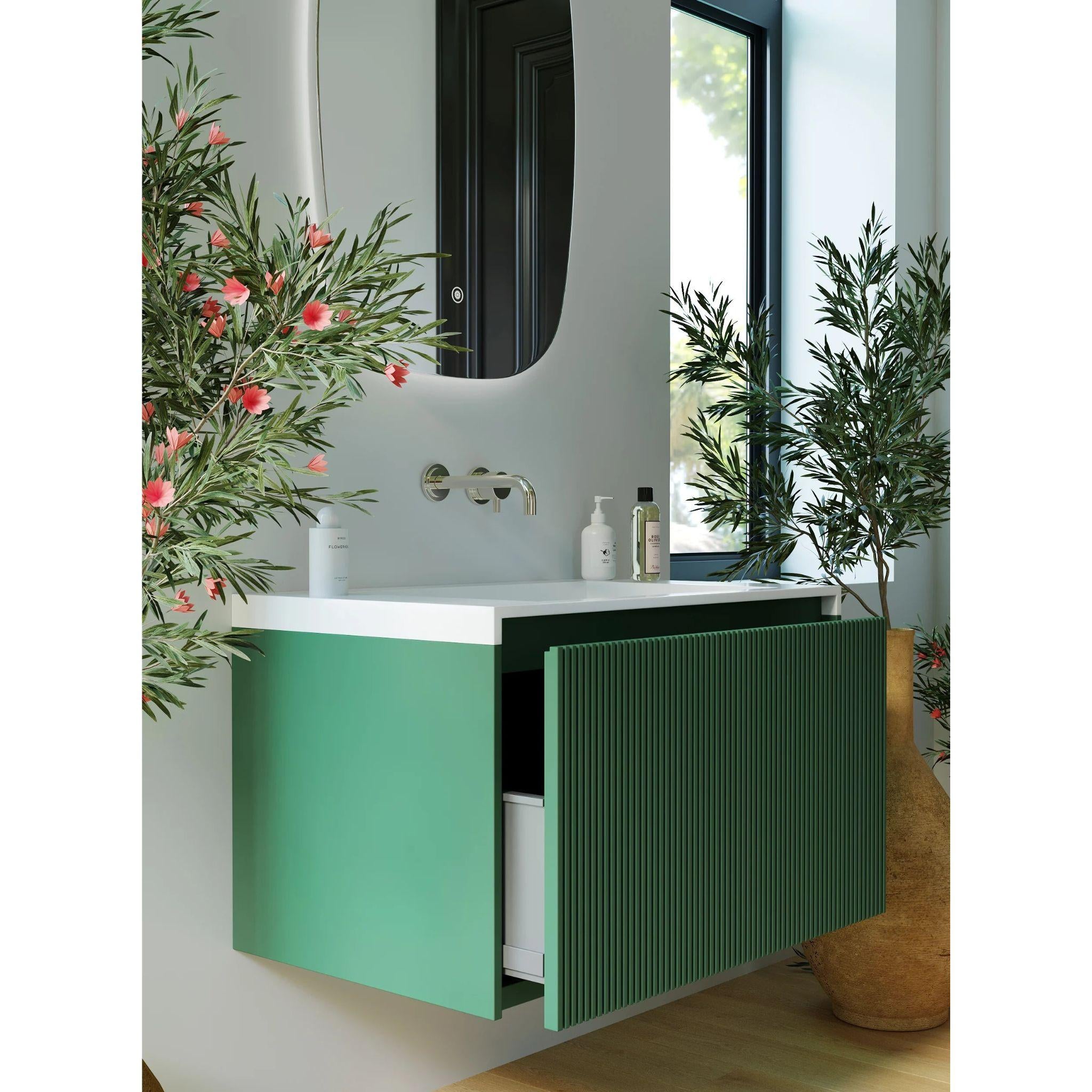 BELBAGNO RIMINI RAIN FOREST 800MM SINGLE BOWL WALL HUNG VANITY AND BASIN