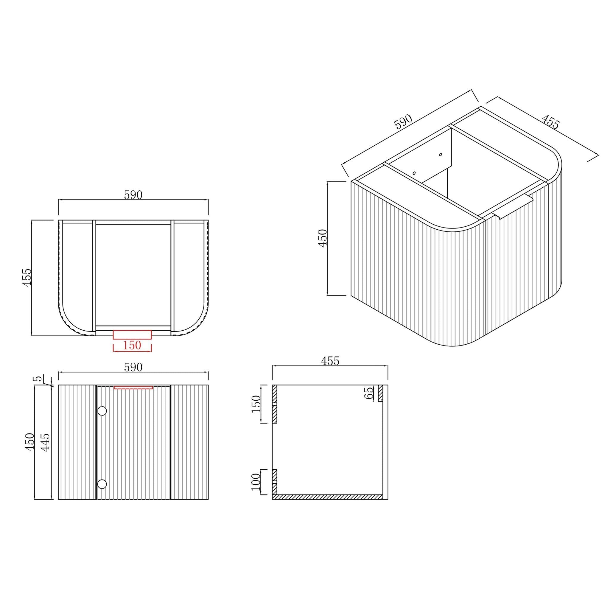 INFINITY RIO MATTE WHITE 600MM CURVE SINGLE BOWL WALL HUNG VANITY