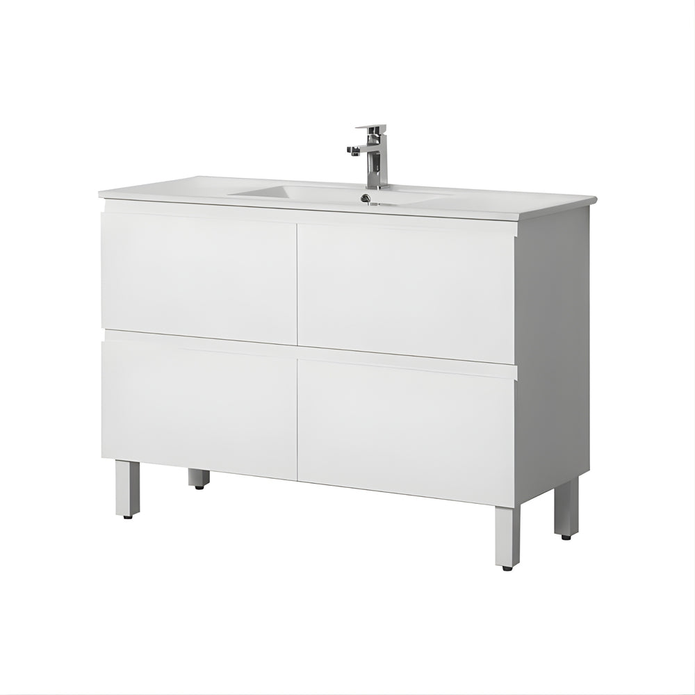 POSEIDON RIVA GLOSS WHITE 1200MM SINGLE BOWL FLOOR STANDING VANITY