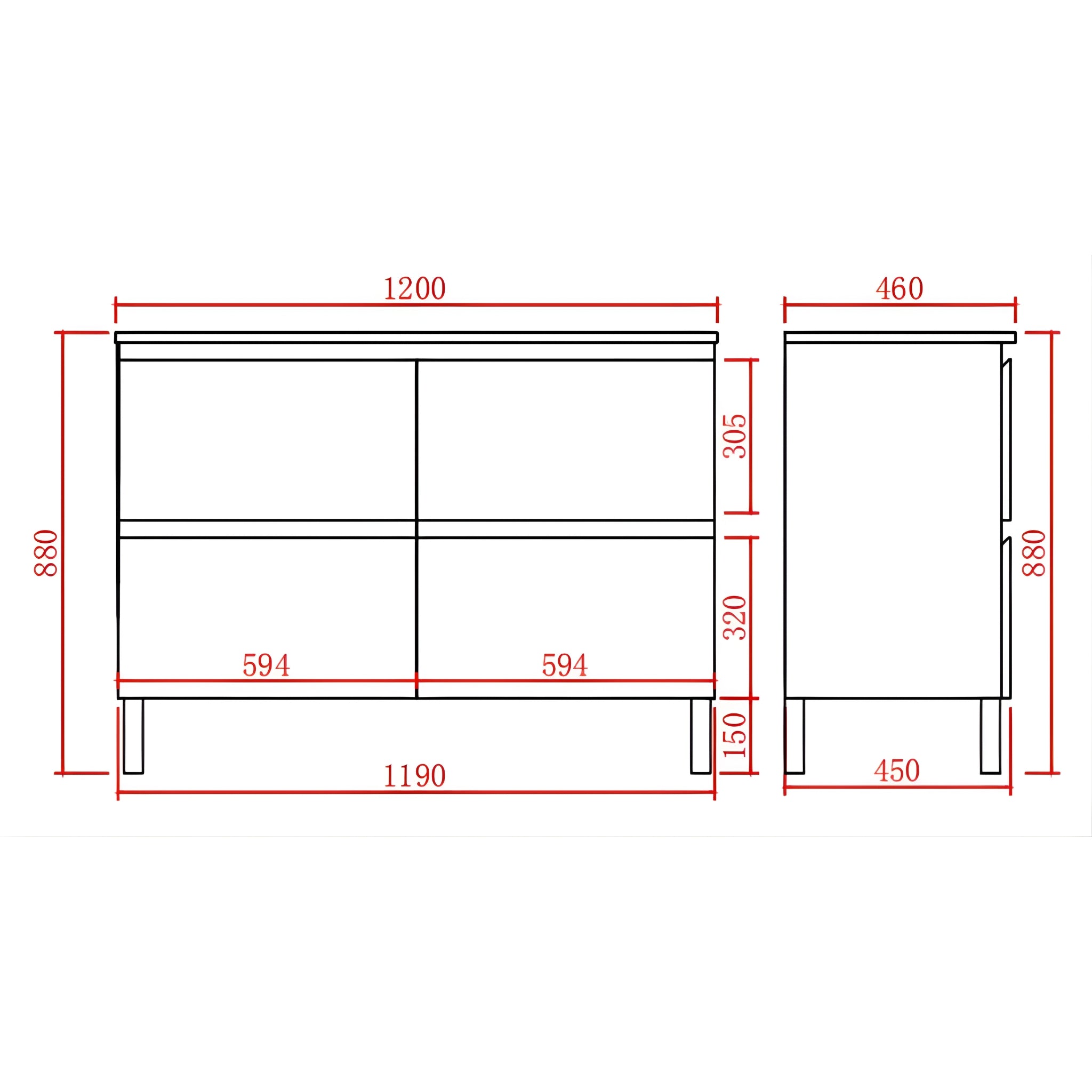 POSEIDON RIVA GLOSS WHITE 1200MM DOUBLE BOWL FLOOR STANDING VANITY