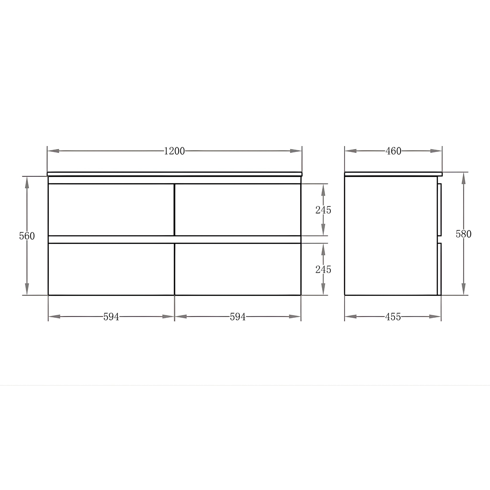 POSEIDON RIVA GLOSS WHITE 1200MM WALL HUNG VANITY