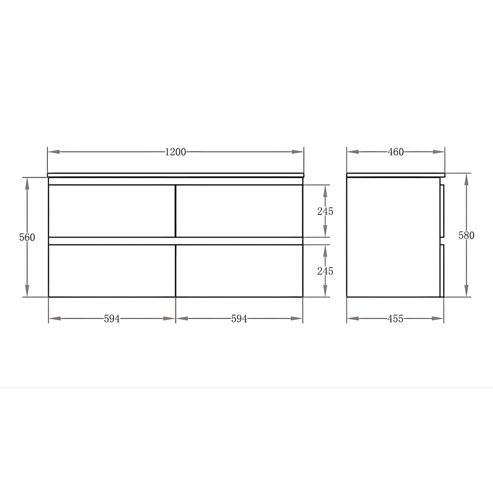 POSEIDON RIVA GLOSS WHITE 1200MM WALL HUNG VANITY