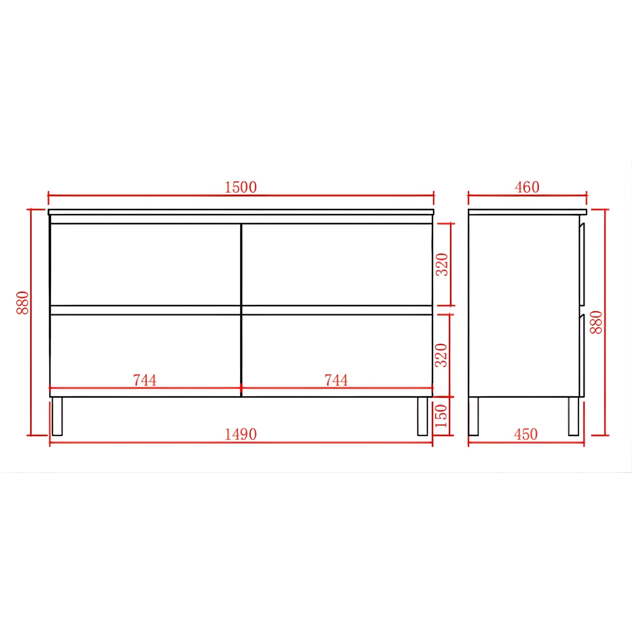 POSEIDON RIVA GLOSS WHITE 1500MM SINGLE BOWL FLOOR STANDING VANITY