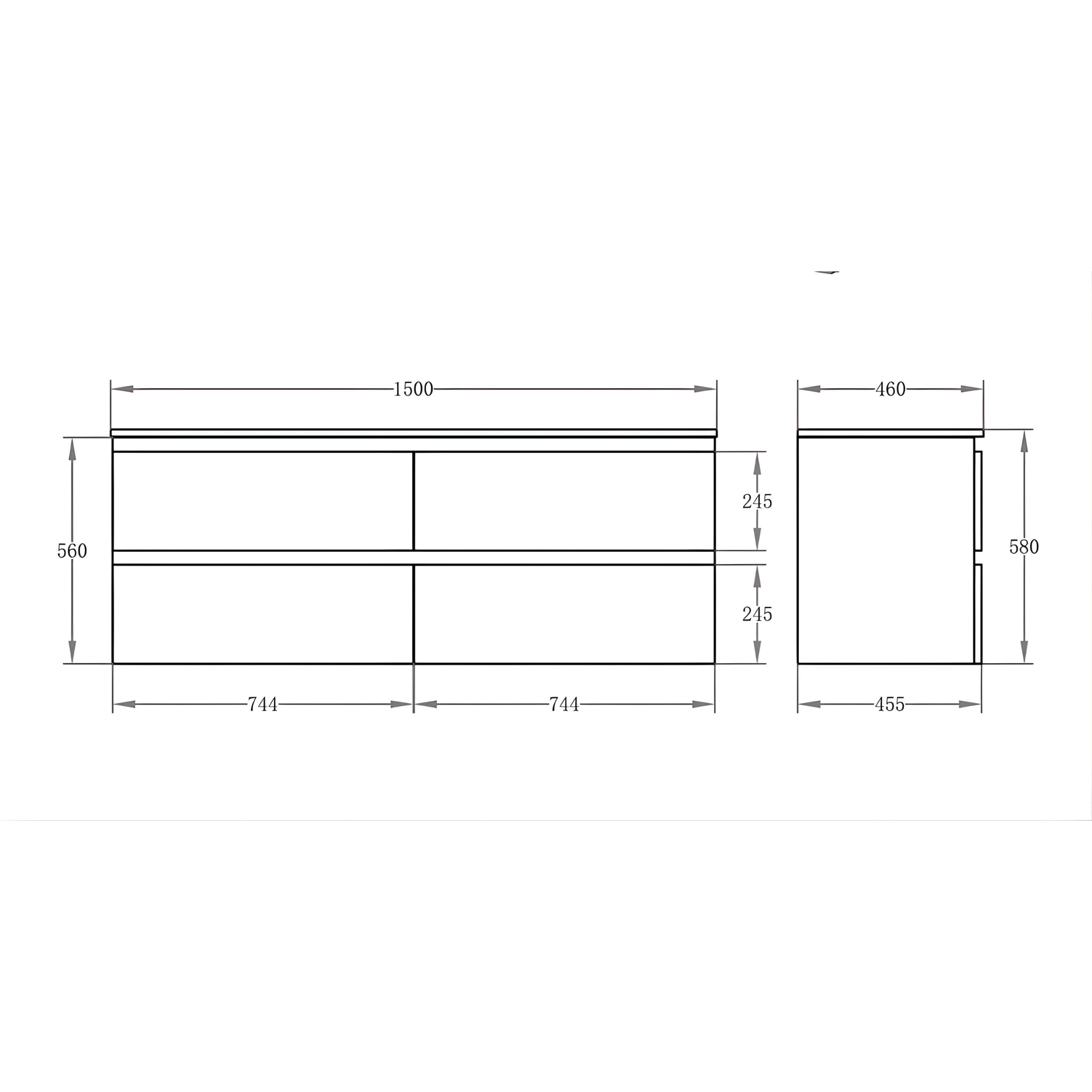 POSEIDON RIVA GLOSS WHITE 1500MM SINGLE BOWL WALL HUNG VANITY
