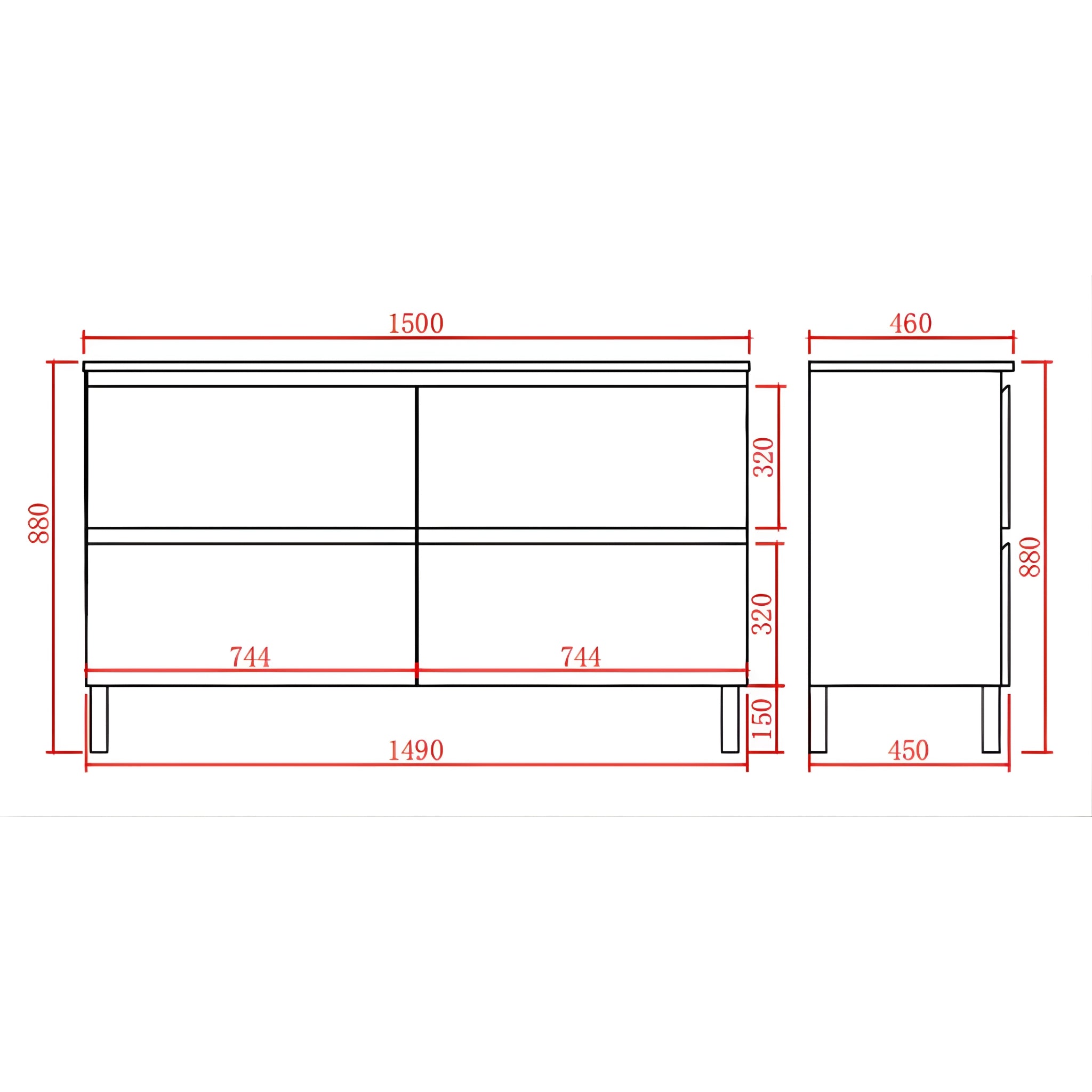 POSEIDON RIVA GLOSS WHITE 1500MM DOUBLE BOWL FLOOR STANDING VANITY