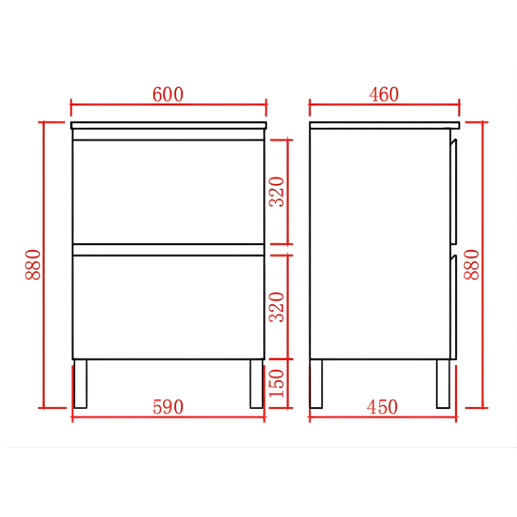 POSEIDON RIVA GLOSS WHITE 600MM SINGLE BOWL FLOOR STANDING VANITY