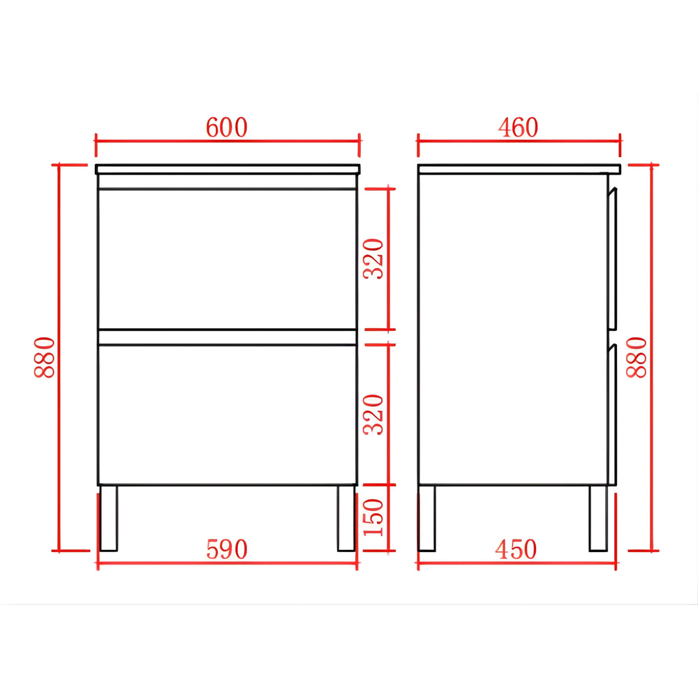 POSEIDON RIVA GLOSS WHITE 600MM SINGLE BOWL FLOOR STANDING VANITY