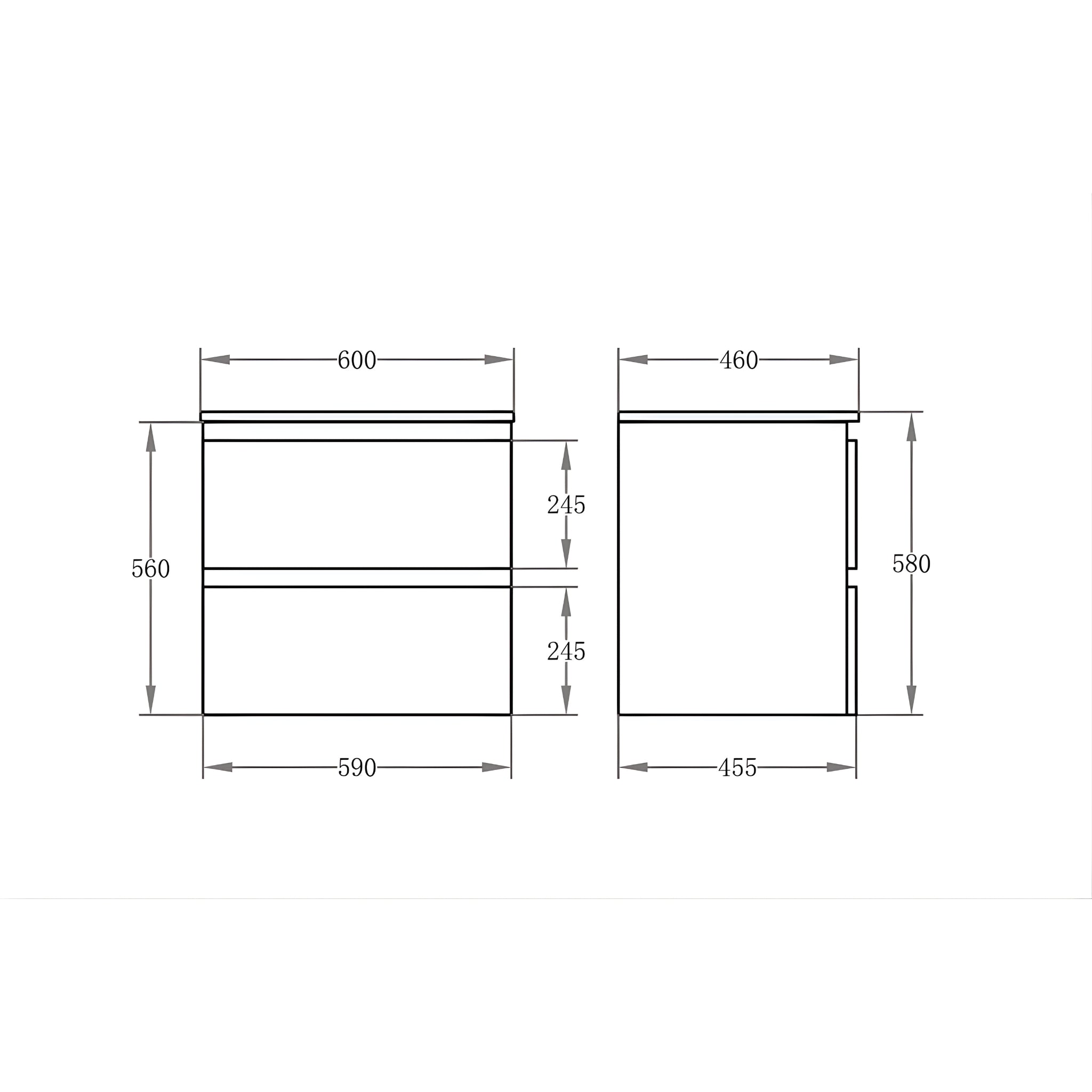 POSEIDON RIVA GLOSS WHITE 600MM SINGLE BOWL WALL HUNG VANITY