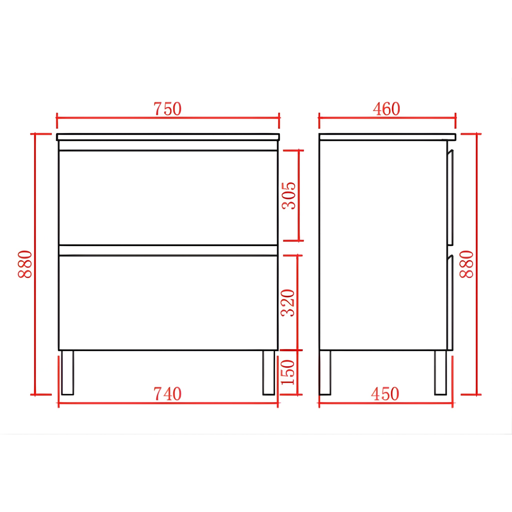 POSEIDON RIVA GLOSS WHITE 750MM SINGLE BOWL FLOOR STANDING VANITY