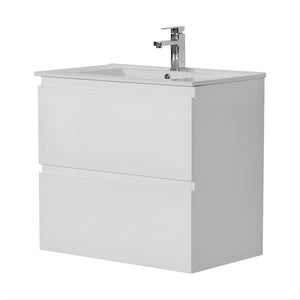 POSEIDON RIVA GLOSS WHITE 750MM SINGLE BOWL WALL HUNG VANITY