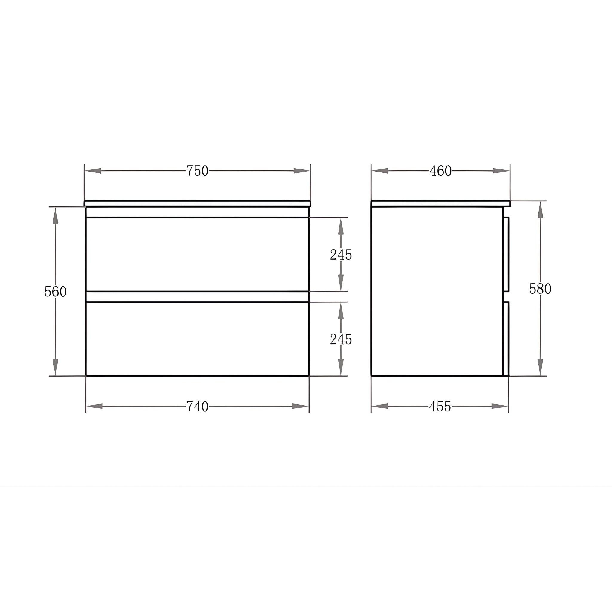 POSEIDON RIVA GLOSS WHITE 750MM SINGLE BOWL WALL HUNG VANITY