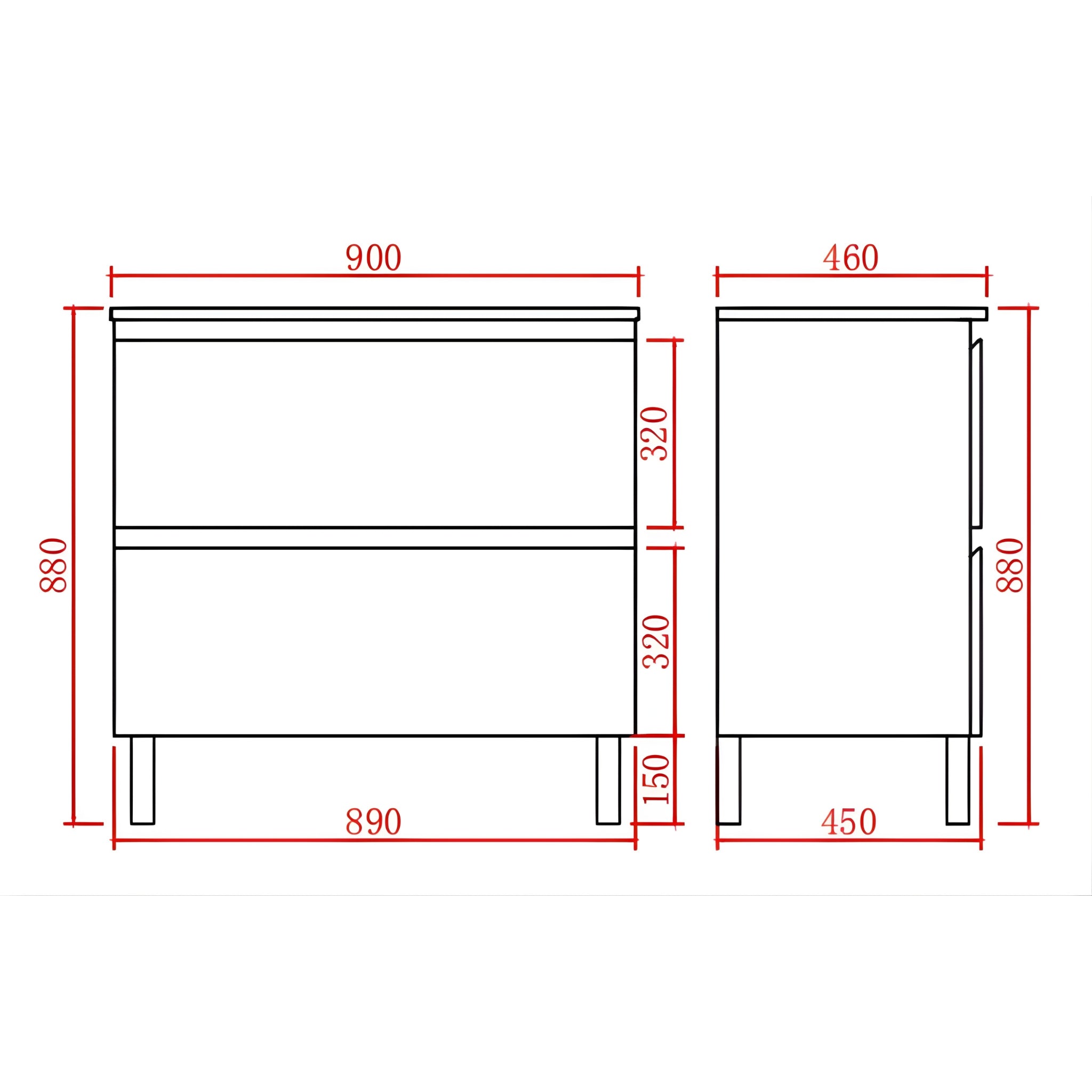POSEIDON RIVA GLOSS WHITE 900MM SINGLE BOWL FLOOR STANDING VANITY