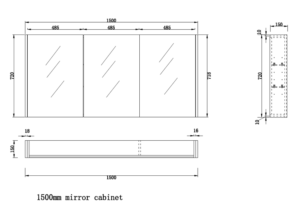 RIVA GENEVA AMERICAN OAK FLUTED MIRROR CABINET 1500X720MM