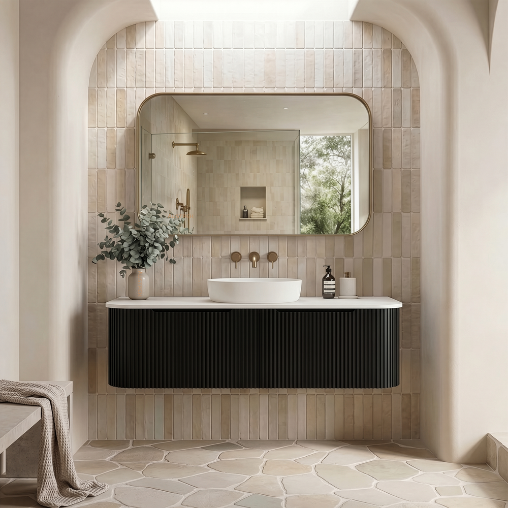 RIVA BERGEN MATTE BLACK 1500MM SINGLE BOWL WALL HUNG VANITY