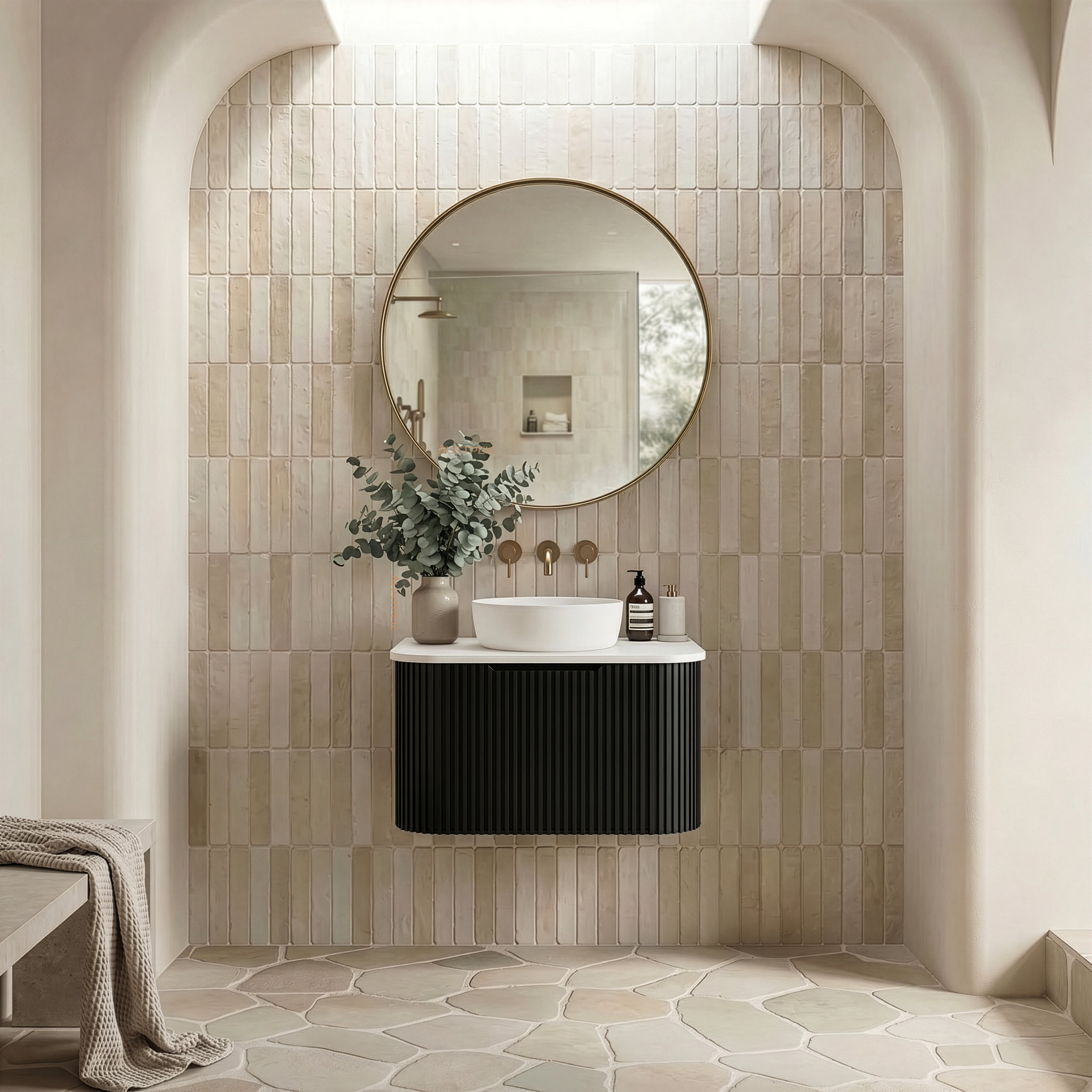 RIVA BERGEN MATTE BLACK 750MM SINGLE BOWL WALL HUNG VANITY