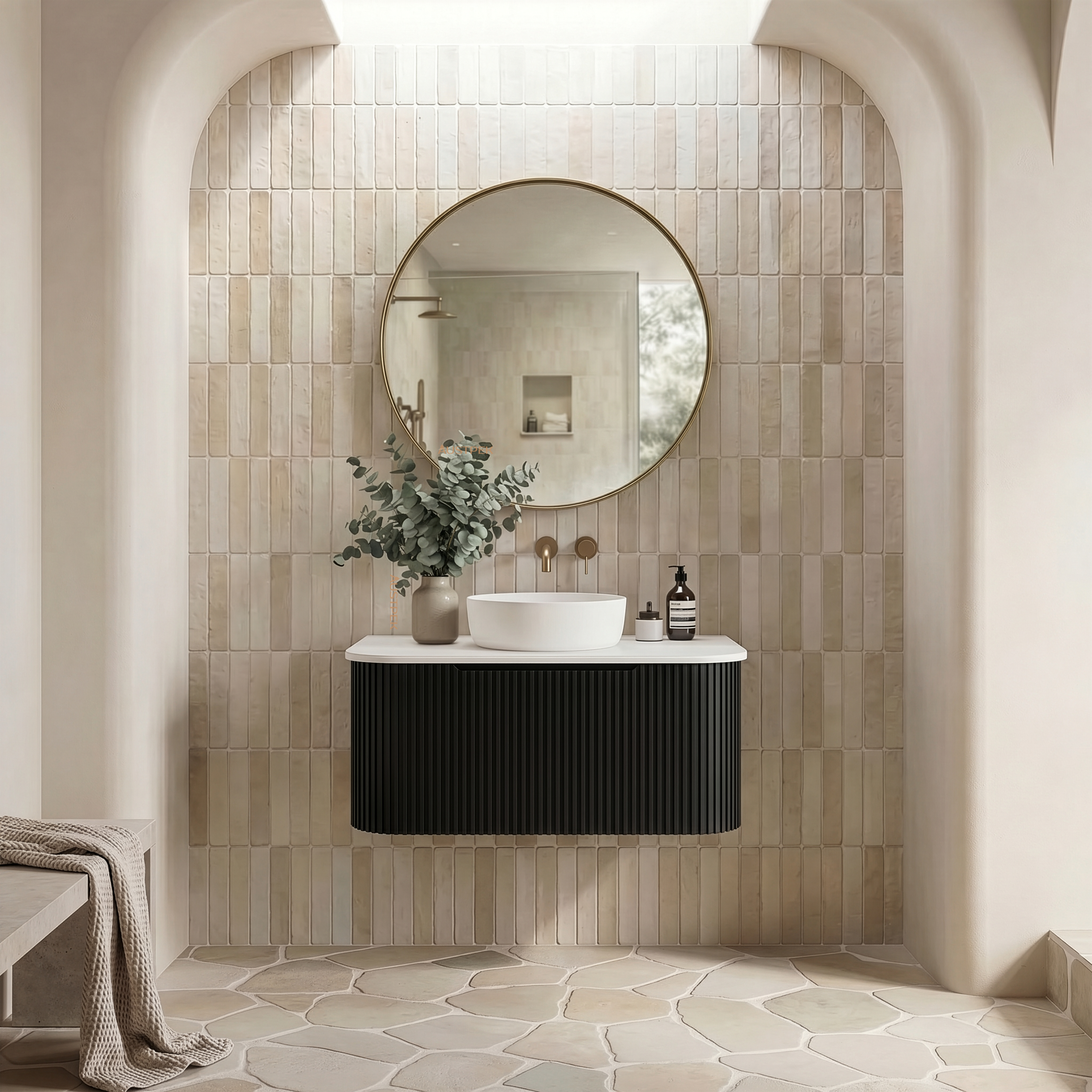 RIVA BERGEN MATTE BLACK 900MM SINGLE BOWL WALL HUNG VANITY